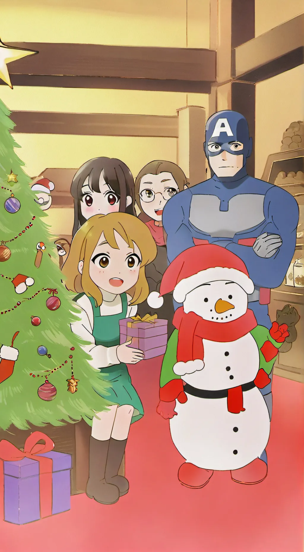 ai character: avengers Christmas background