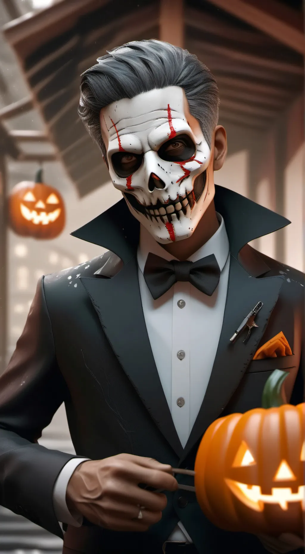 ai character: pumpkin rabbit background