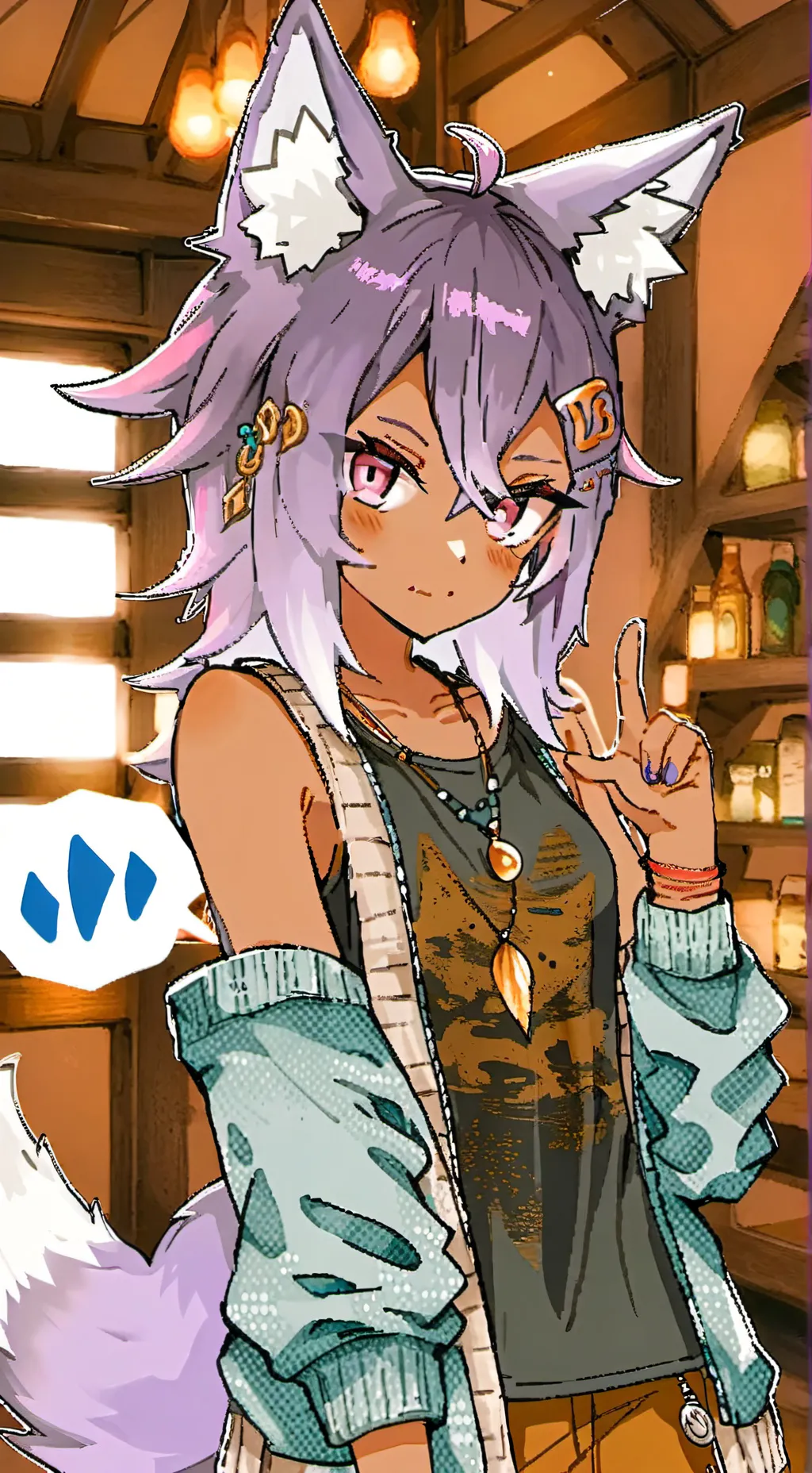 ai character: PinkFurry Wolf Spirit background