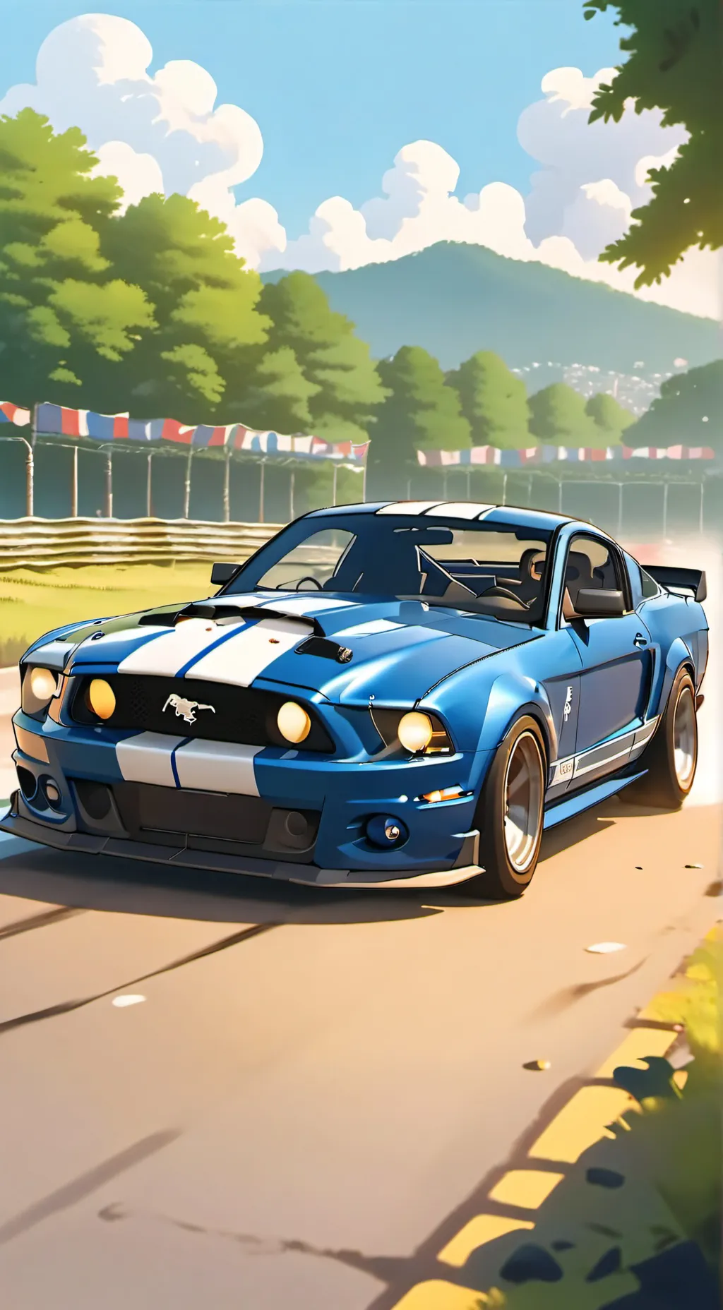 ai character: sports mustang background