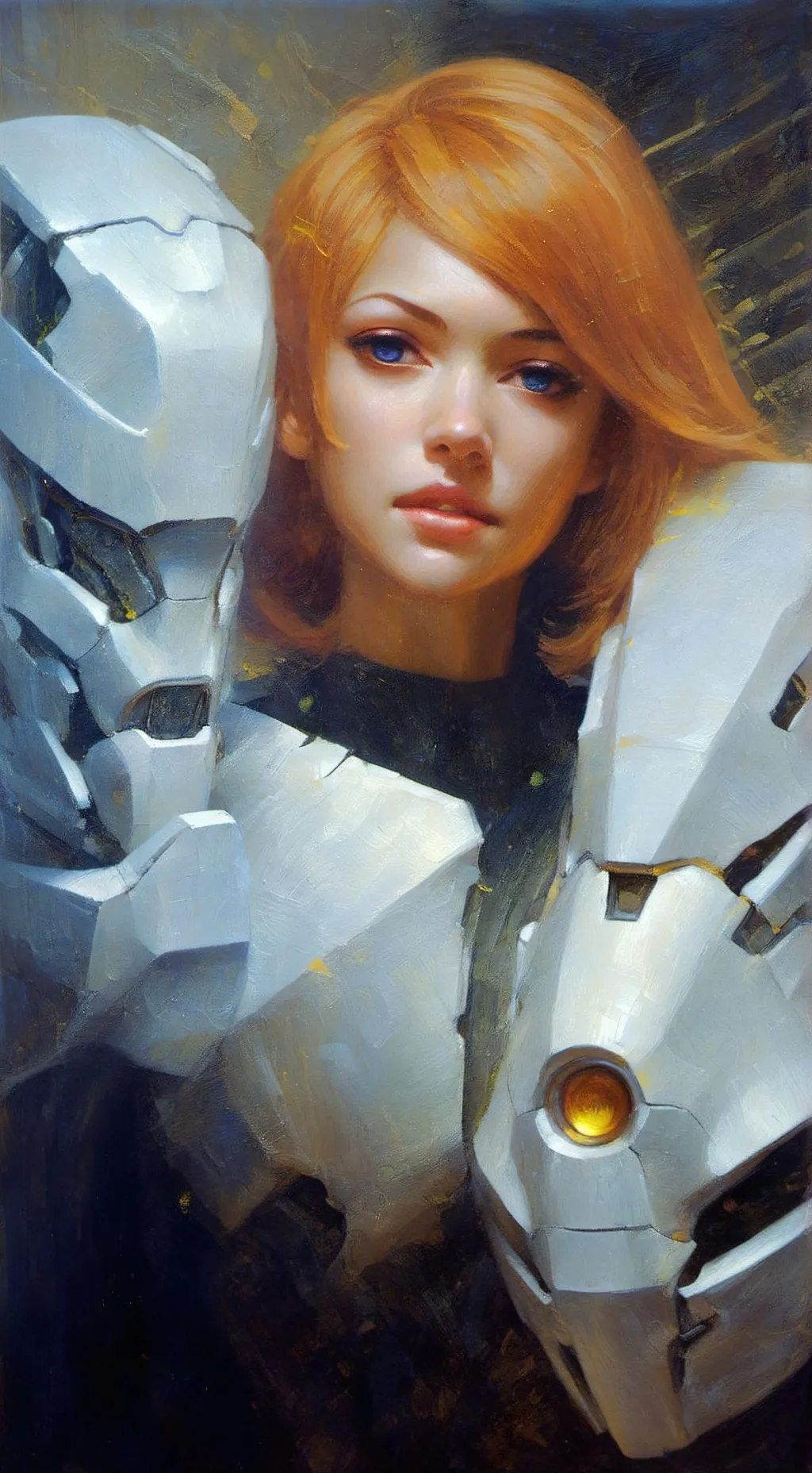 ai character: cyborg girl infect background