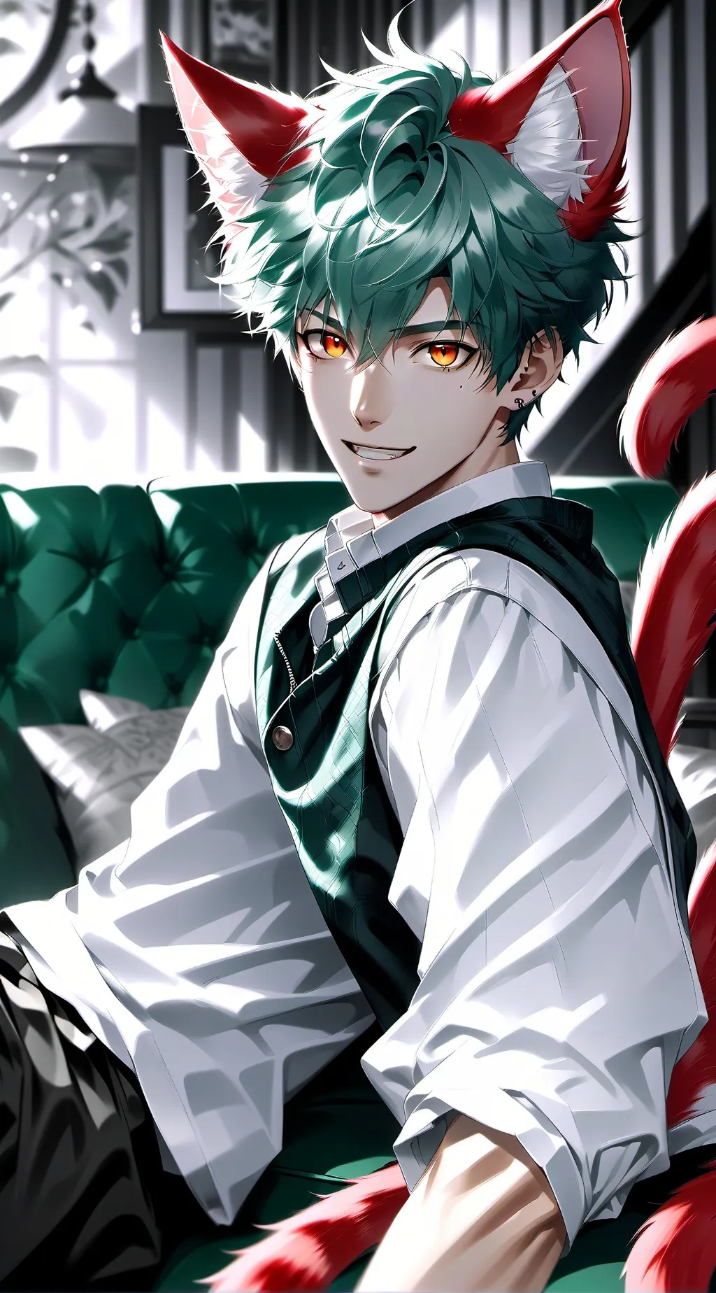 ai character: Red Cat Spirit background