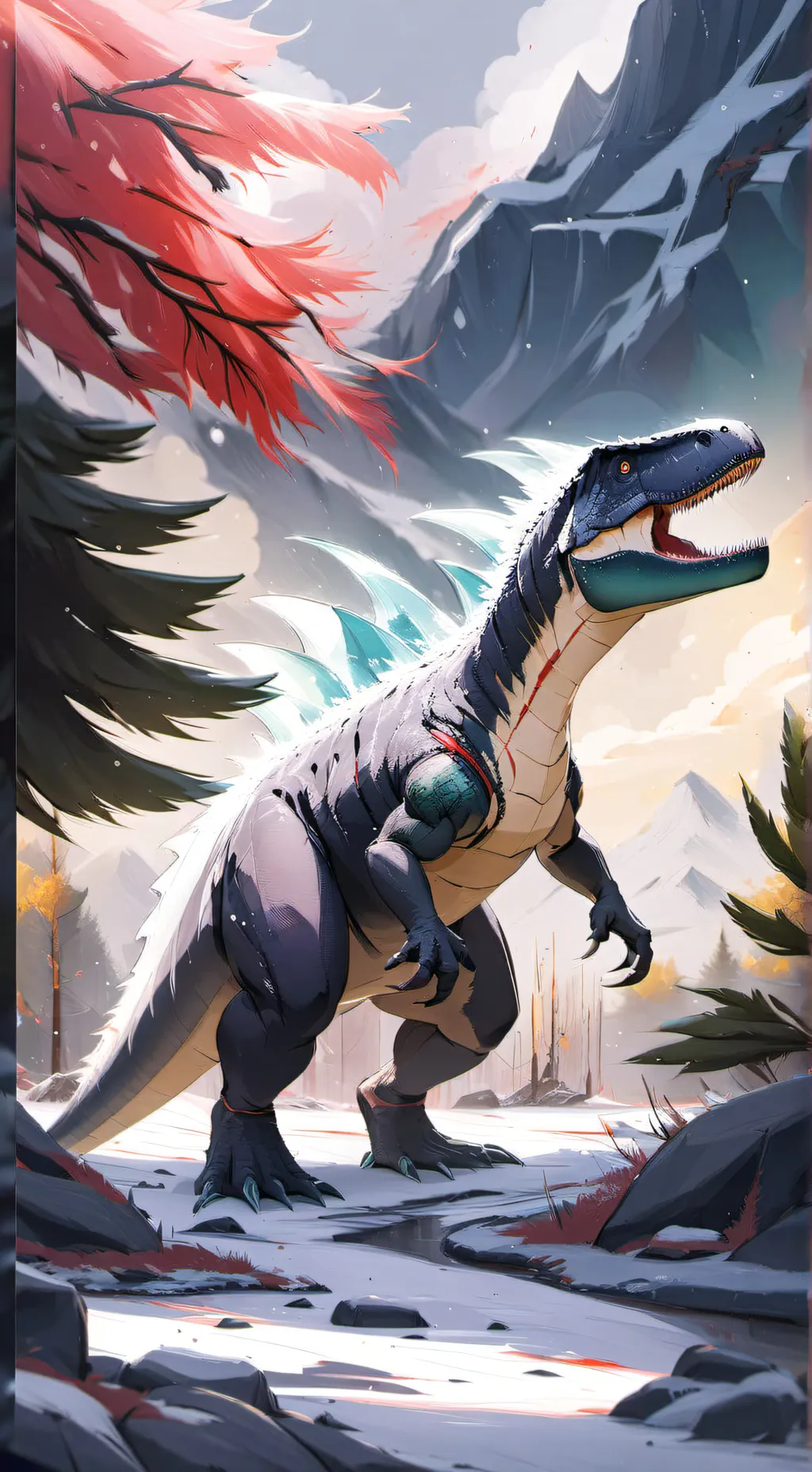 ai character:  cryolophosaurus background