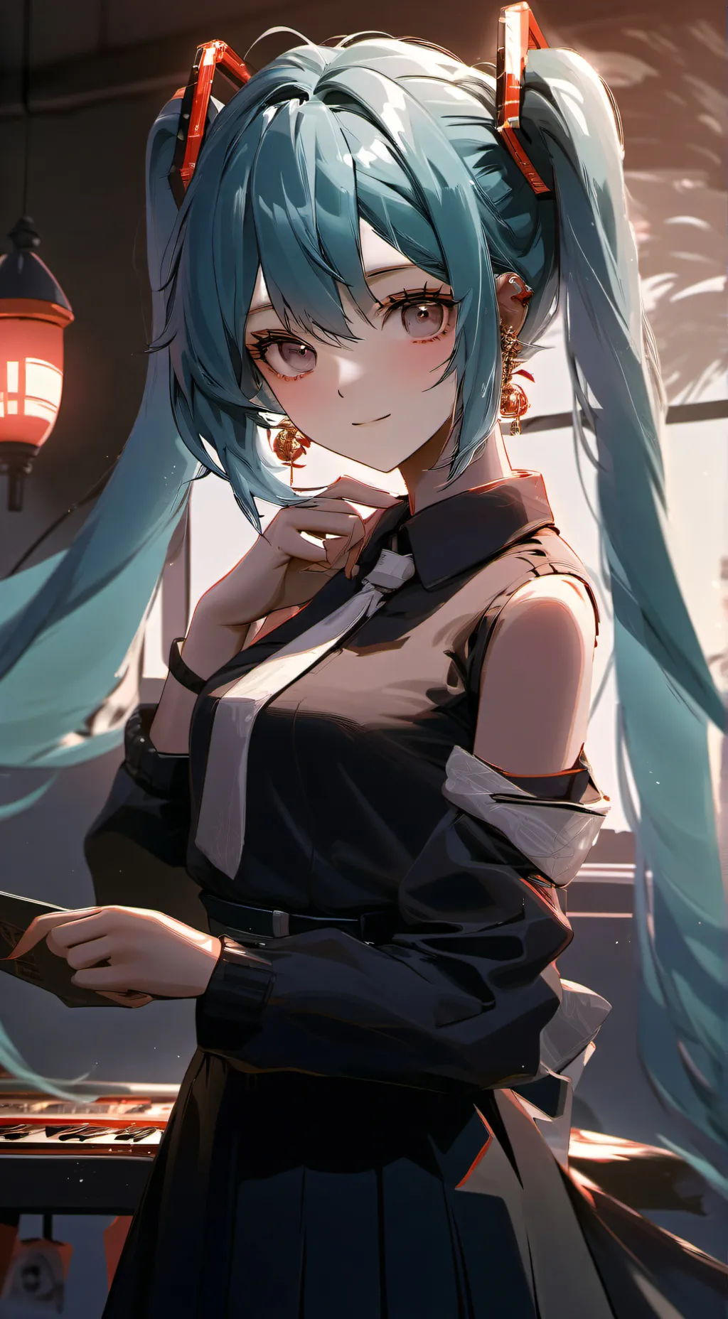 ai character: miku train meme background