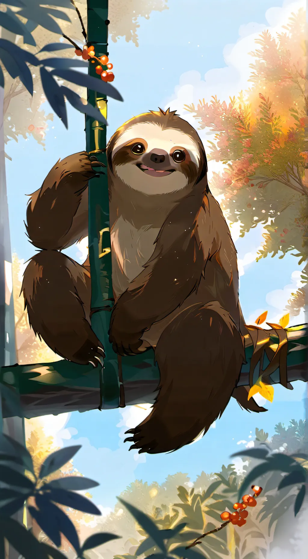 ai character: Tree Sloth Spirit background
