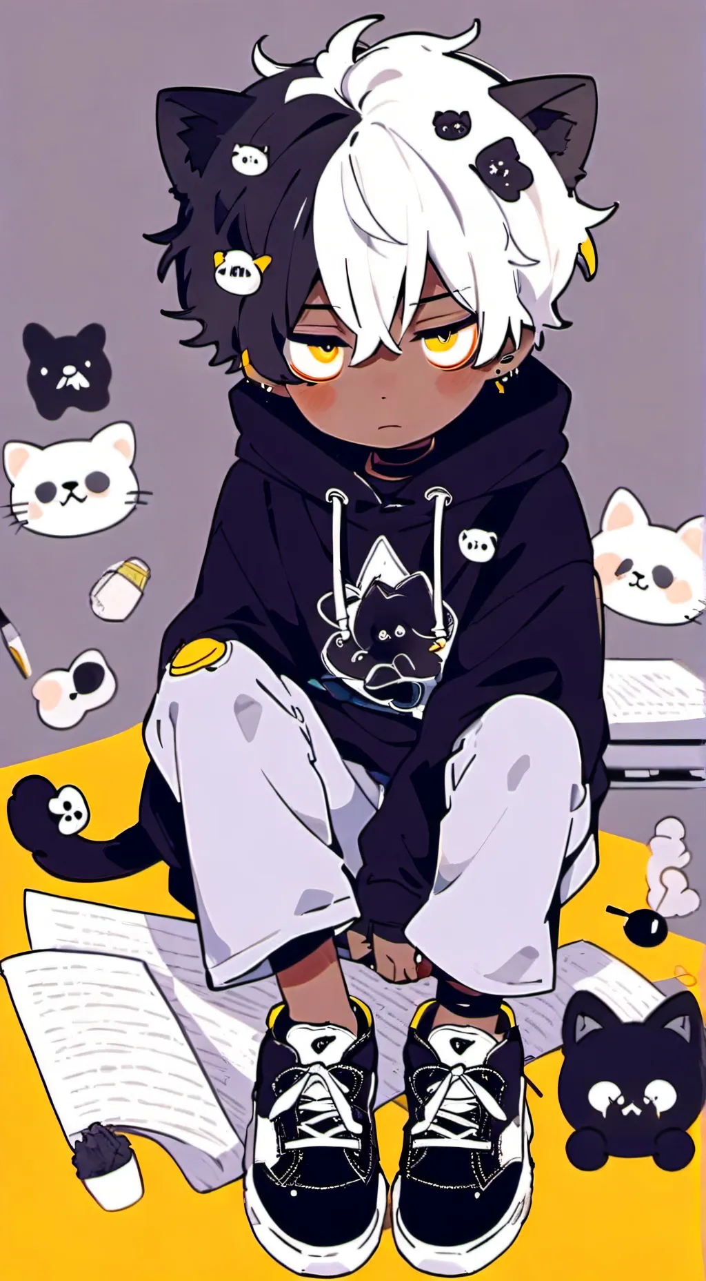 ai character: Gray background