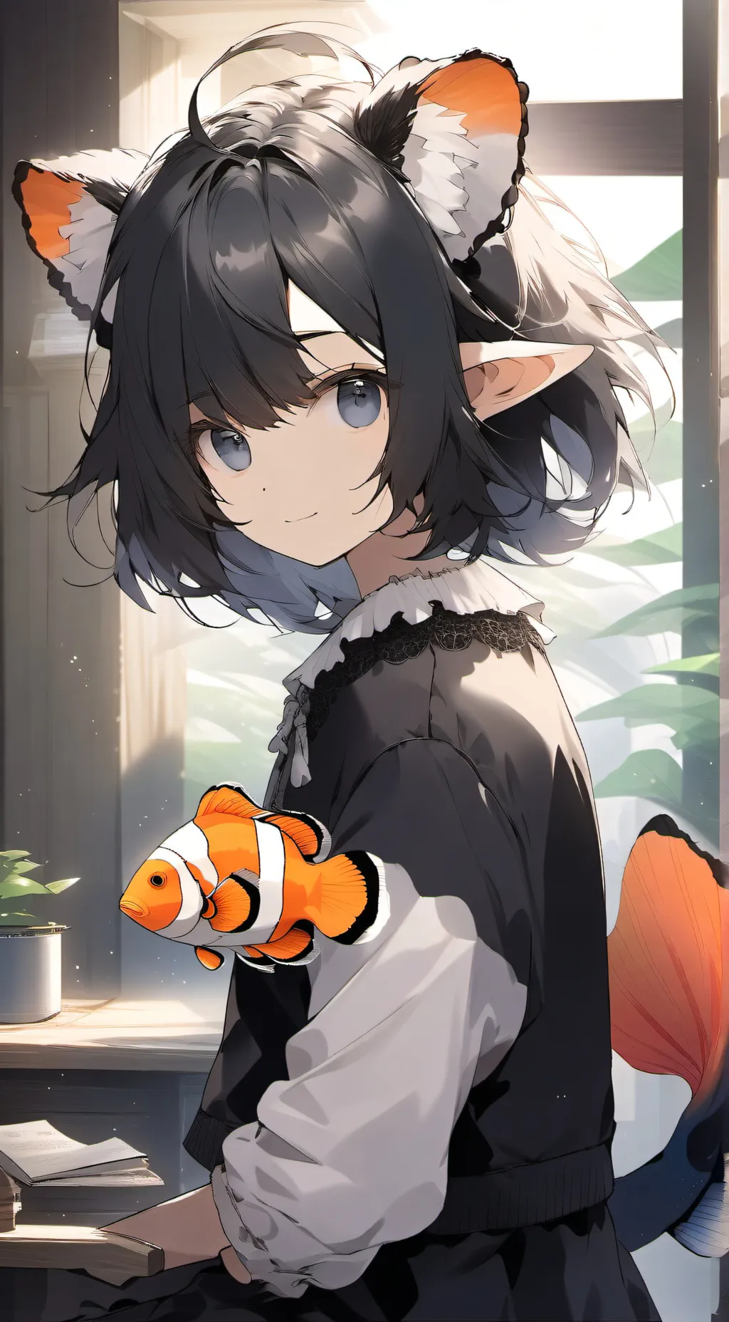 ai character: Striped Clownfur Spirit background