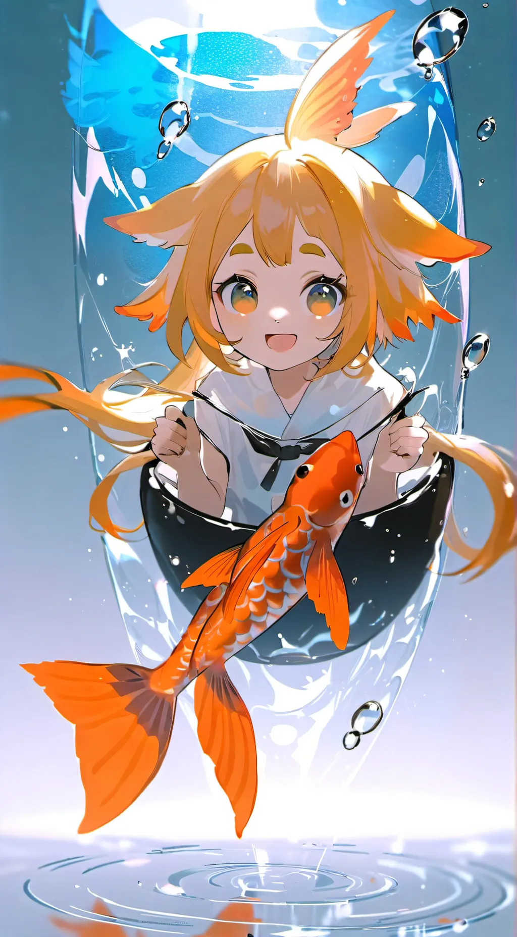 ai character: Orange Goldfish Furry background