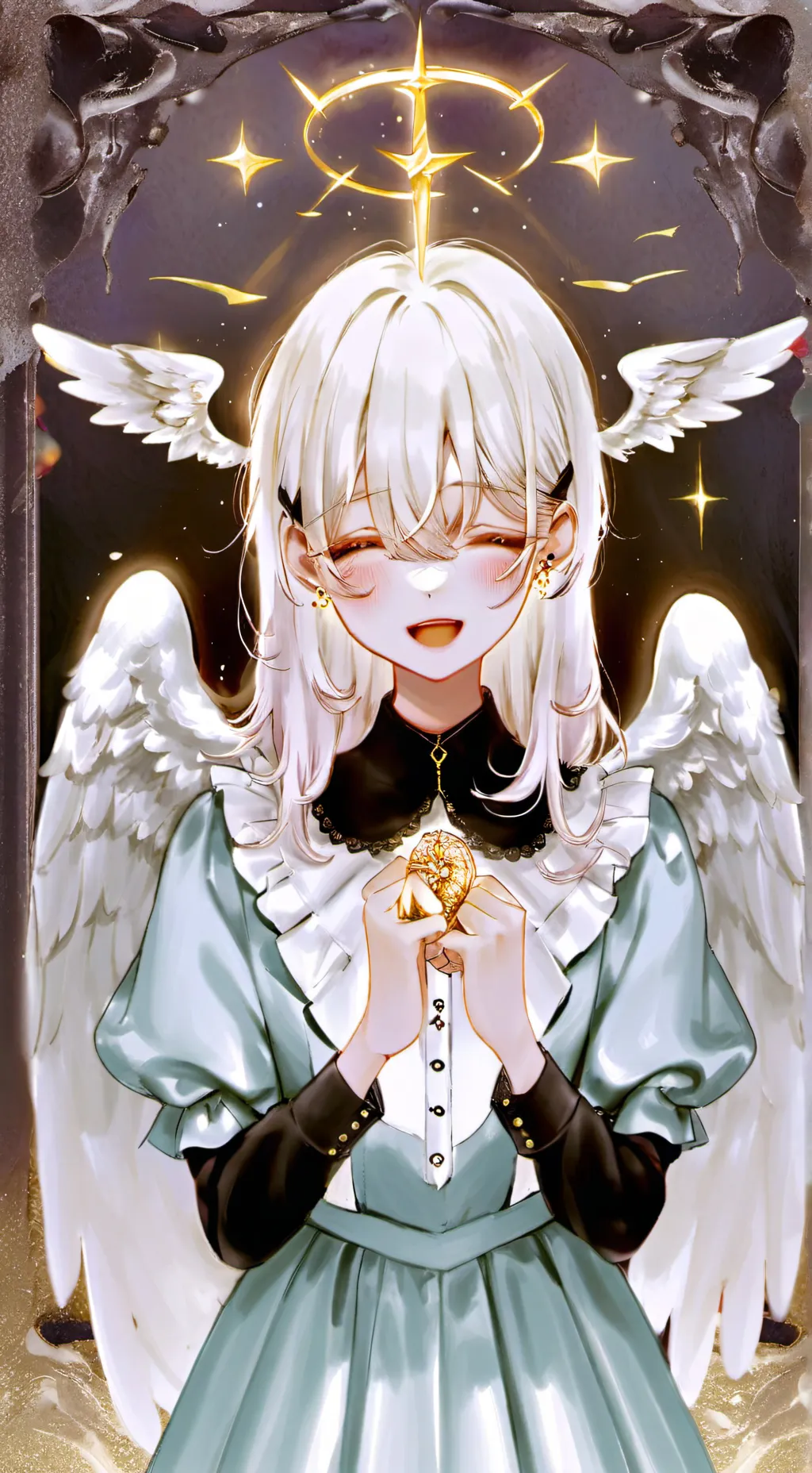 ai character: Mha crying angel  background