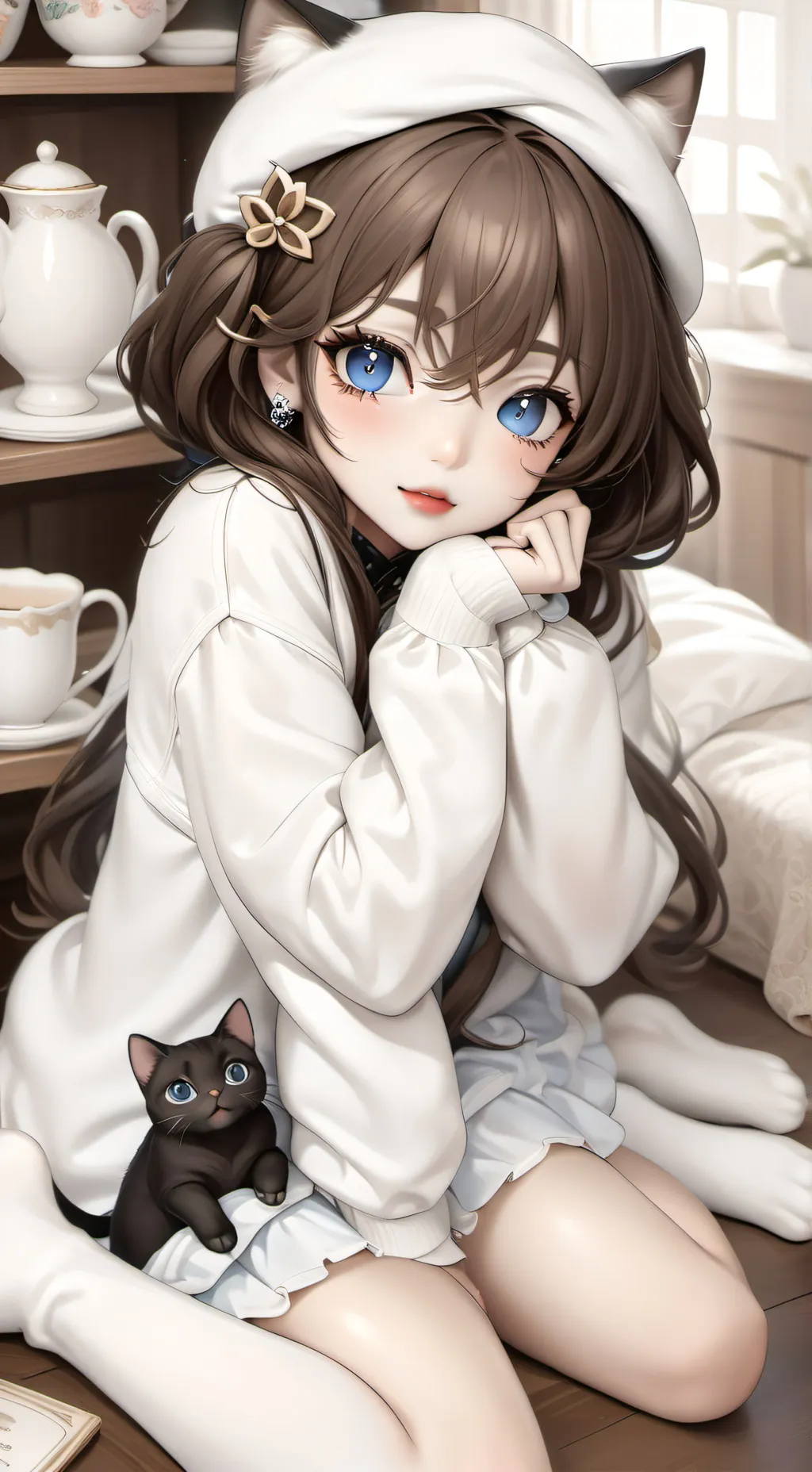 ai character: cat girl background