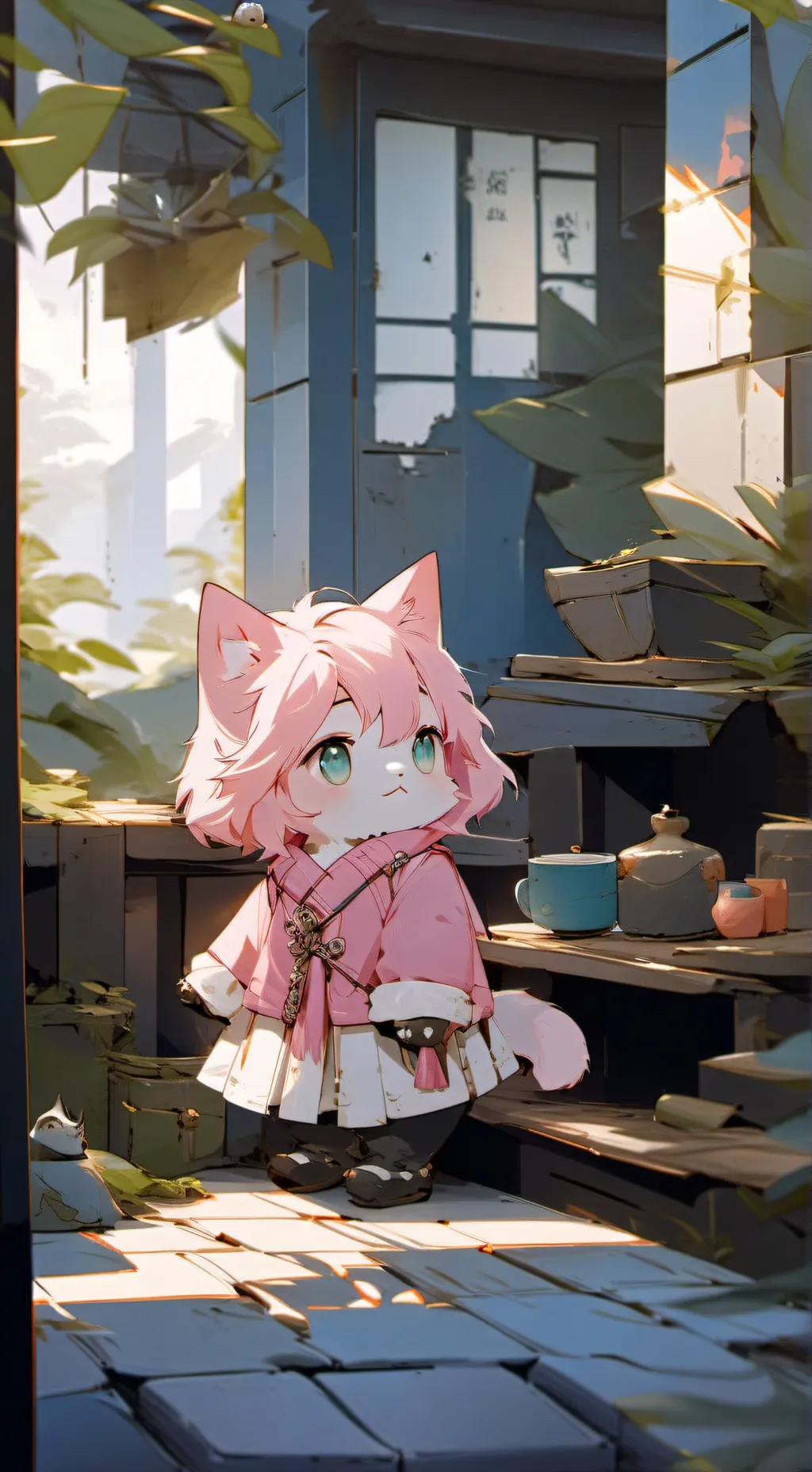 ai character: little cute kitty background