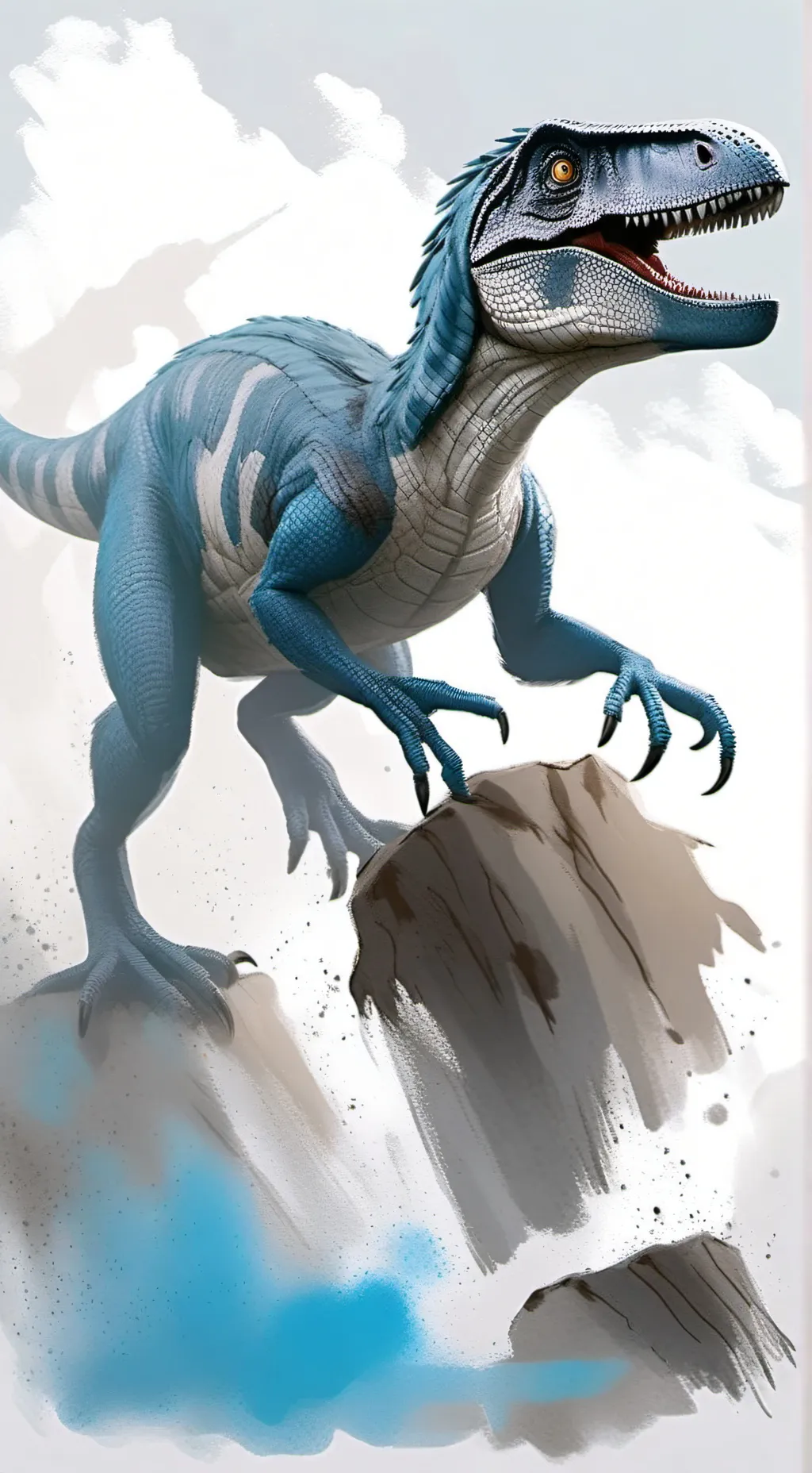 ai character: Blue The Raptor background