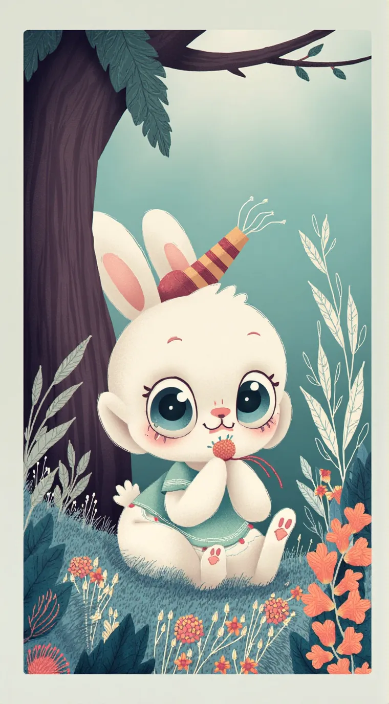 ai character: ure cute bunny background