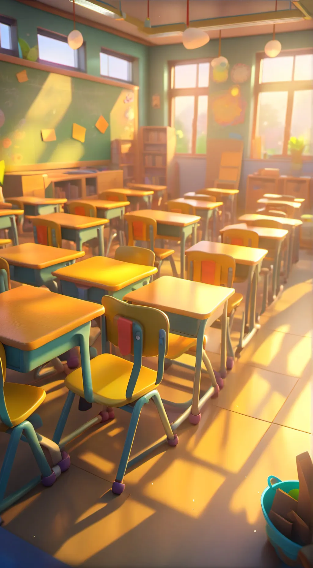 ai character: School classroom background