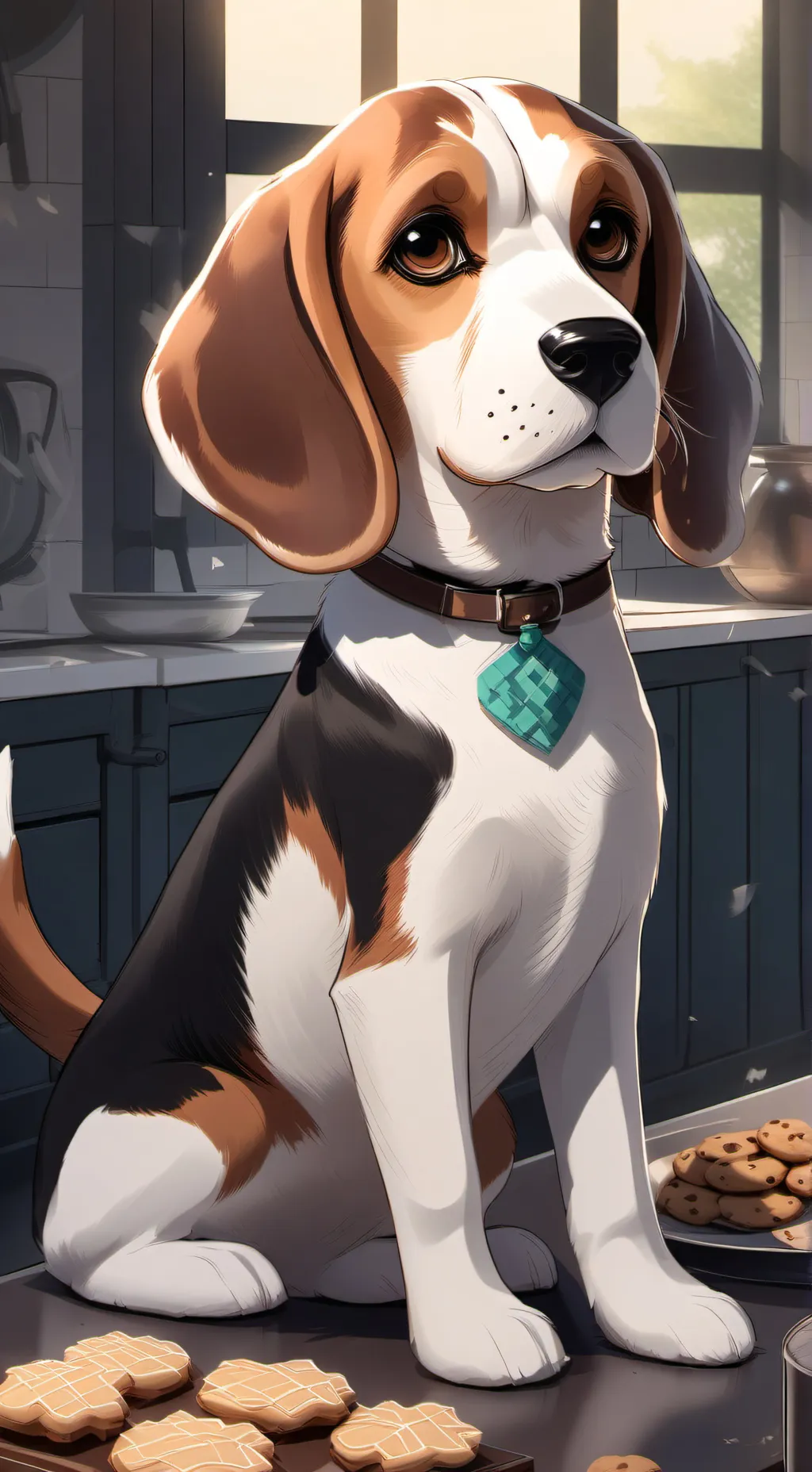 ai character: Biscuit the Beagle Spirit background