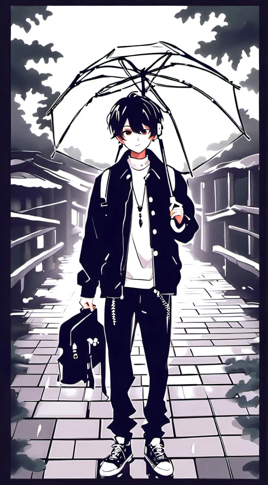 ai character: Noah rainy day background