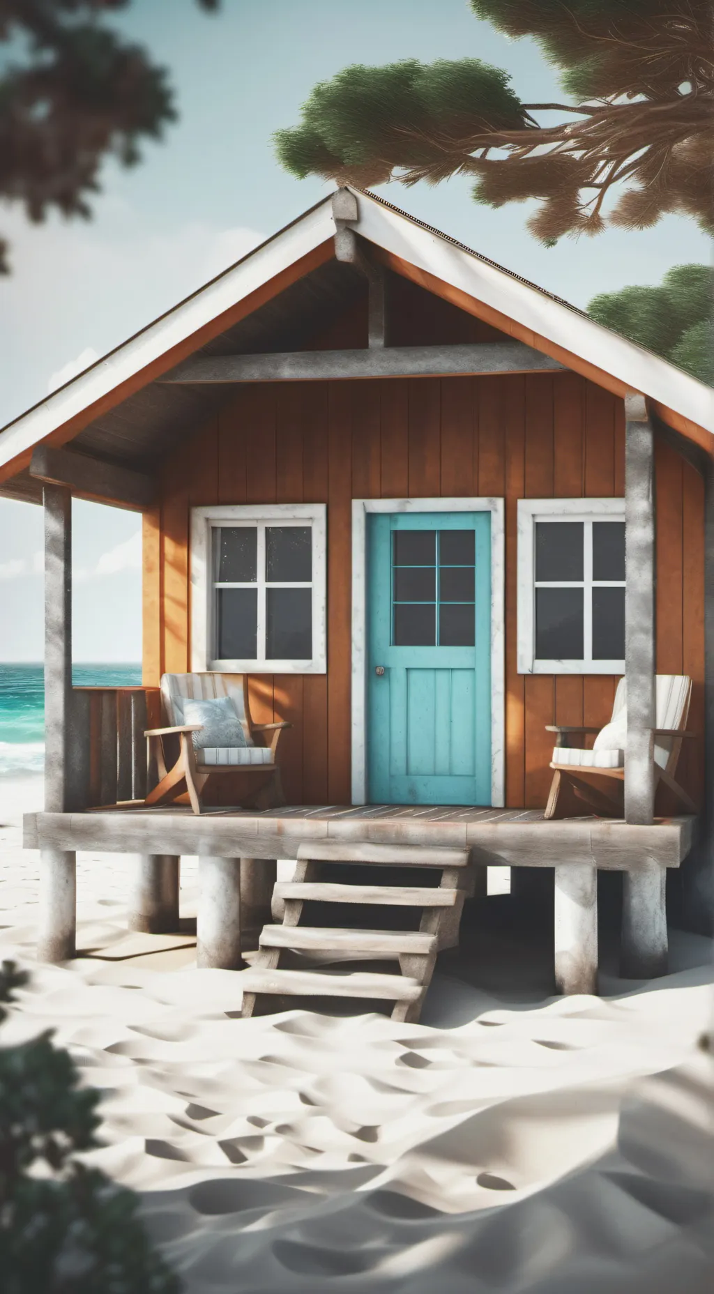 ai character: Beach Cabin background