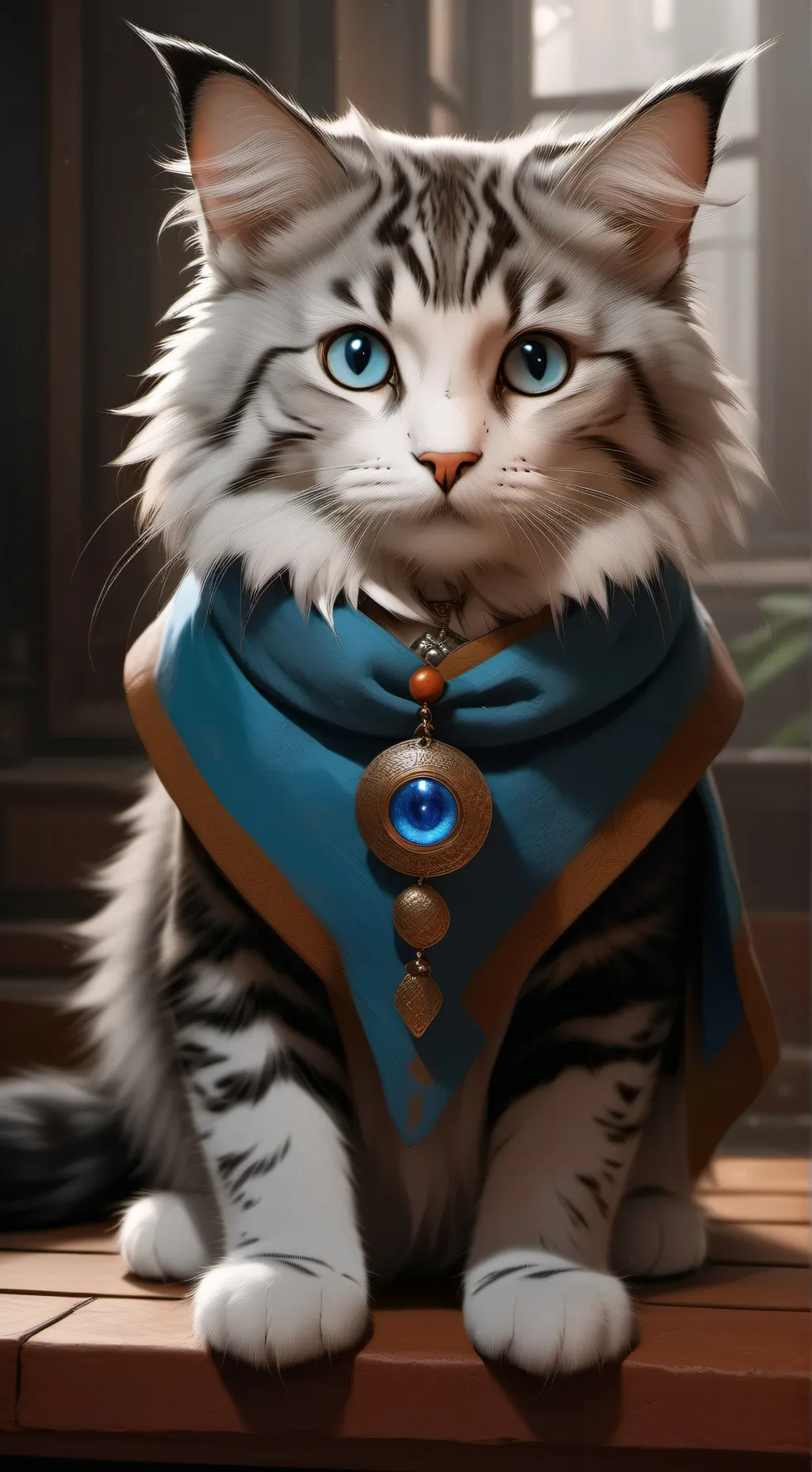 ai character: muchilio grey  background