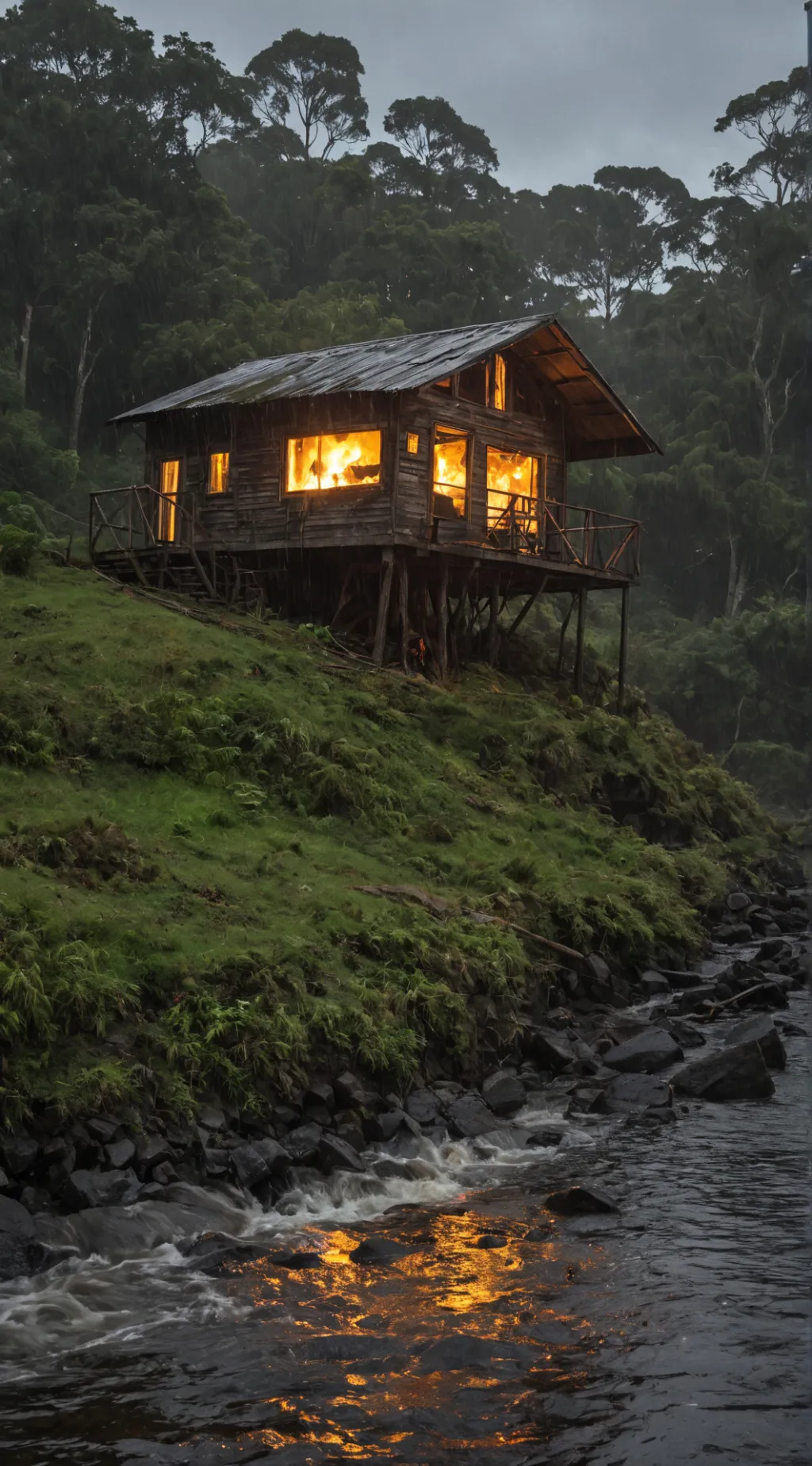 ai character: Lone cabin background