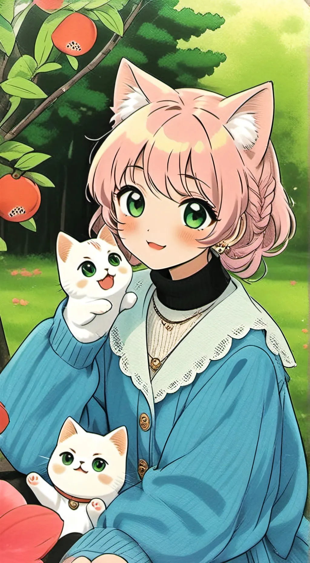 ai character: Kawai cute Uwu Cat background