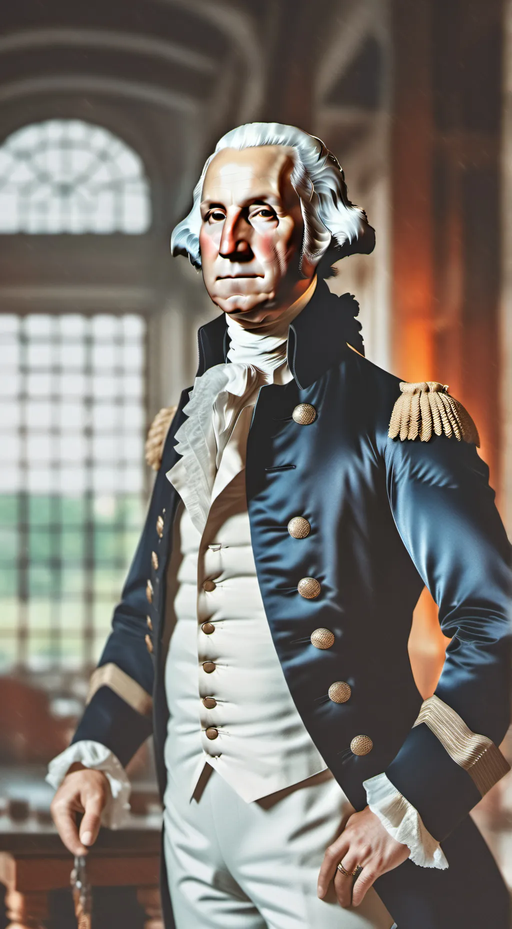 ai character: George Washington  background