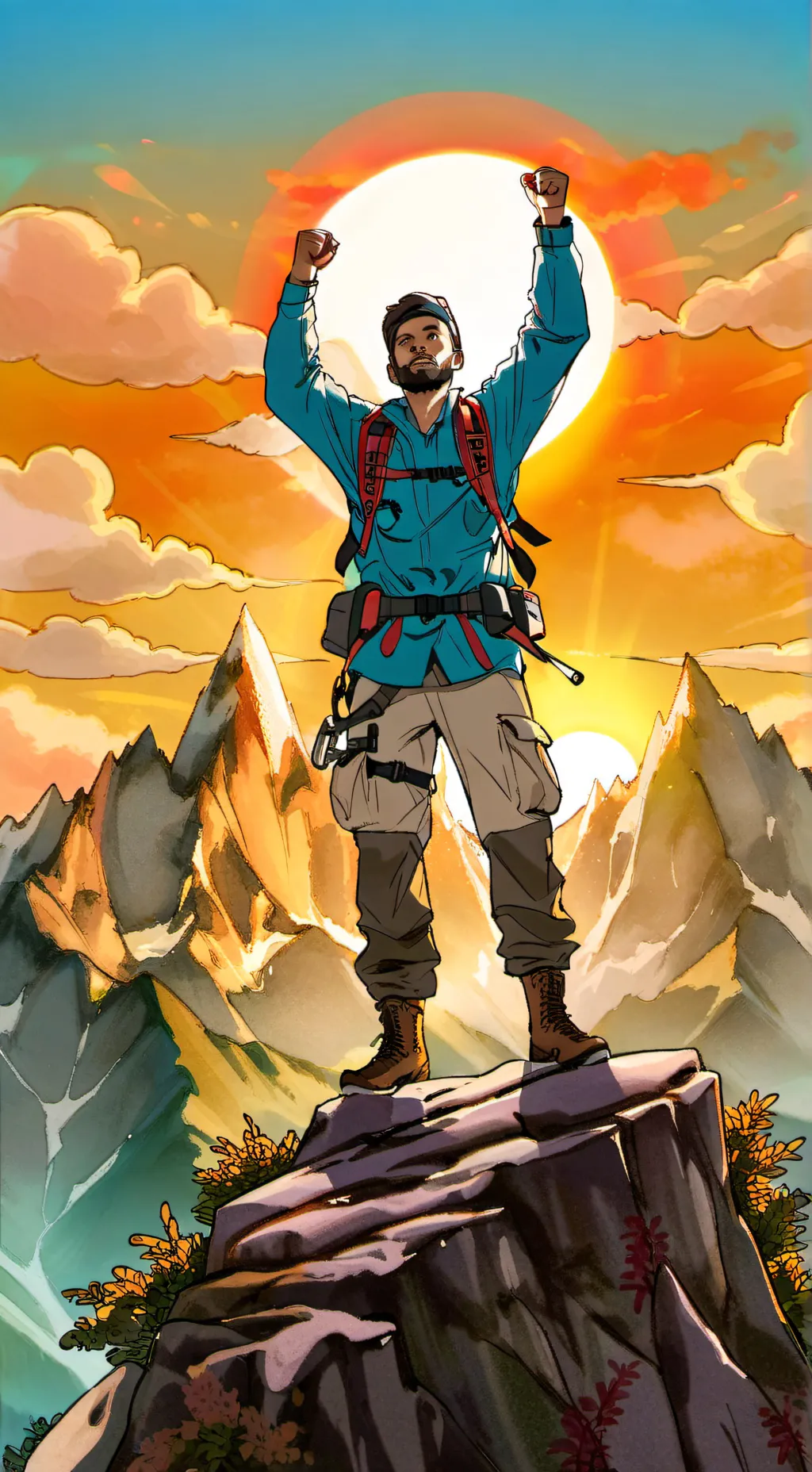 ai character:  ice fishing background