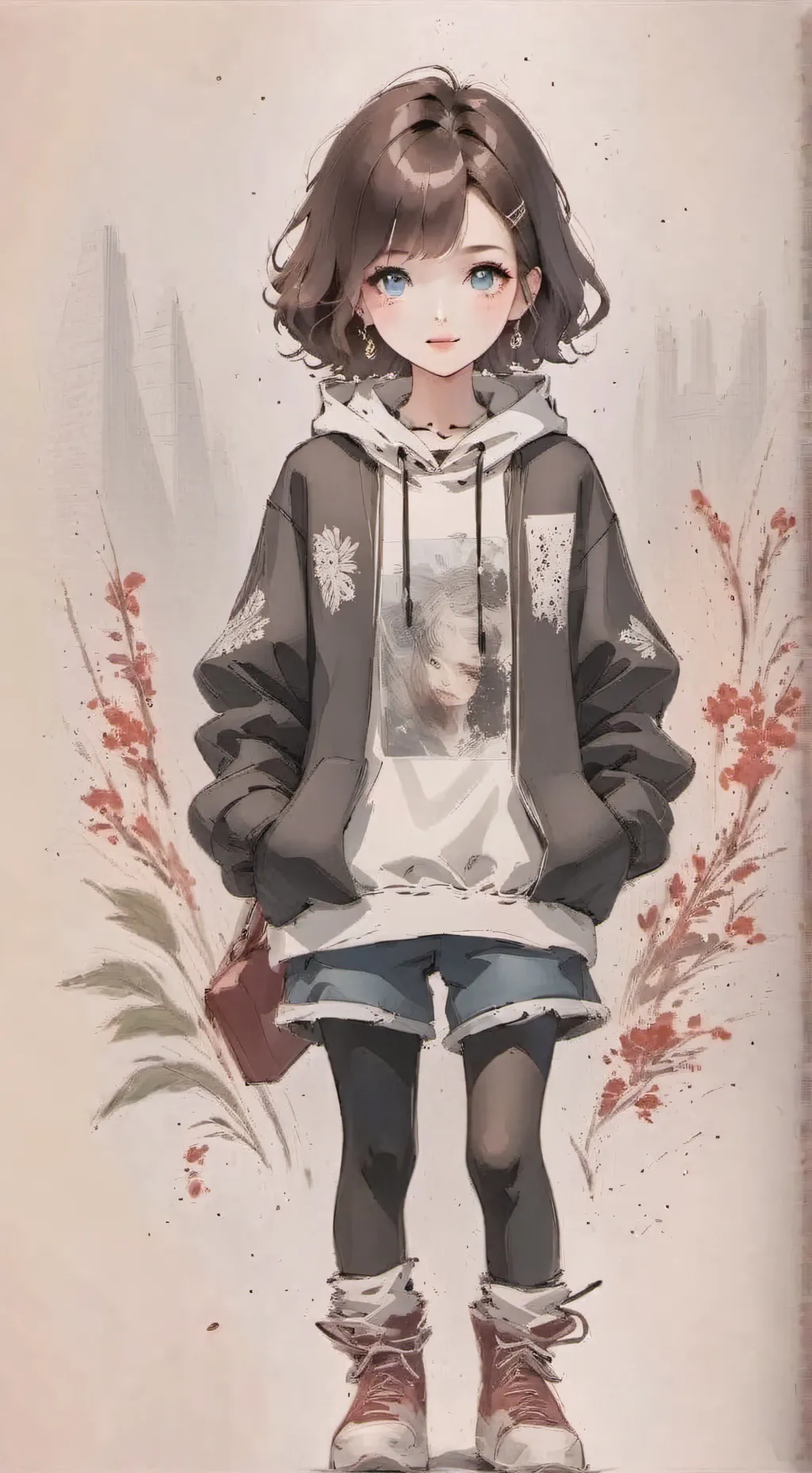 ai character: Bella oak background