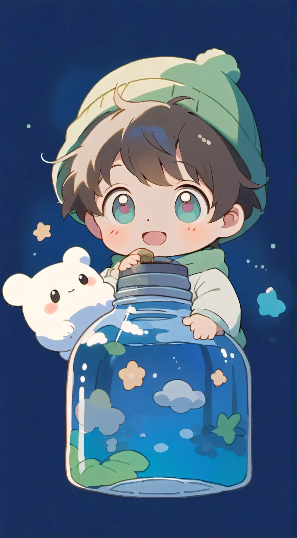ai character: Water Bottle Baby background