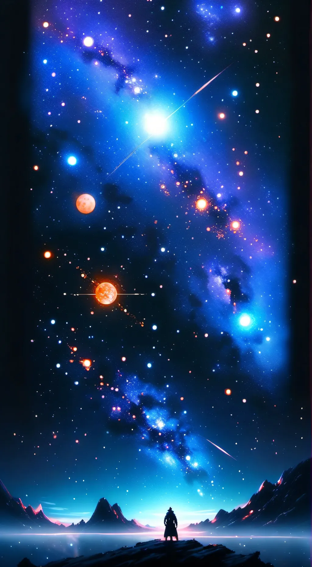 ai character: sistema solar background