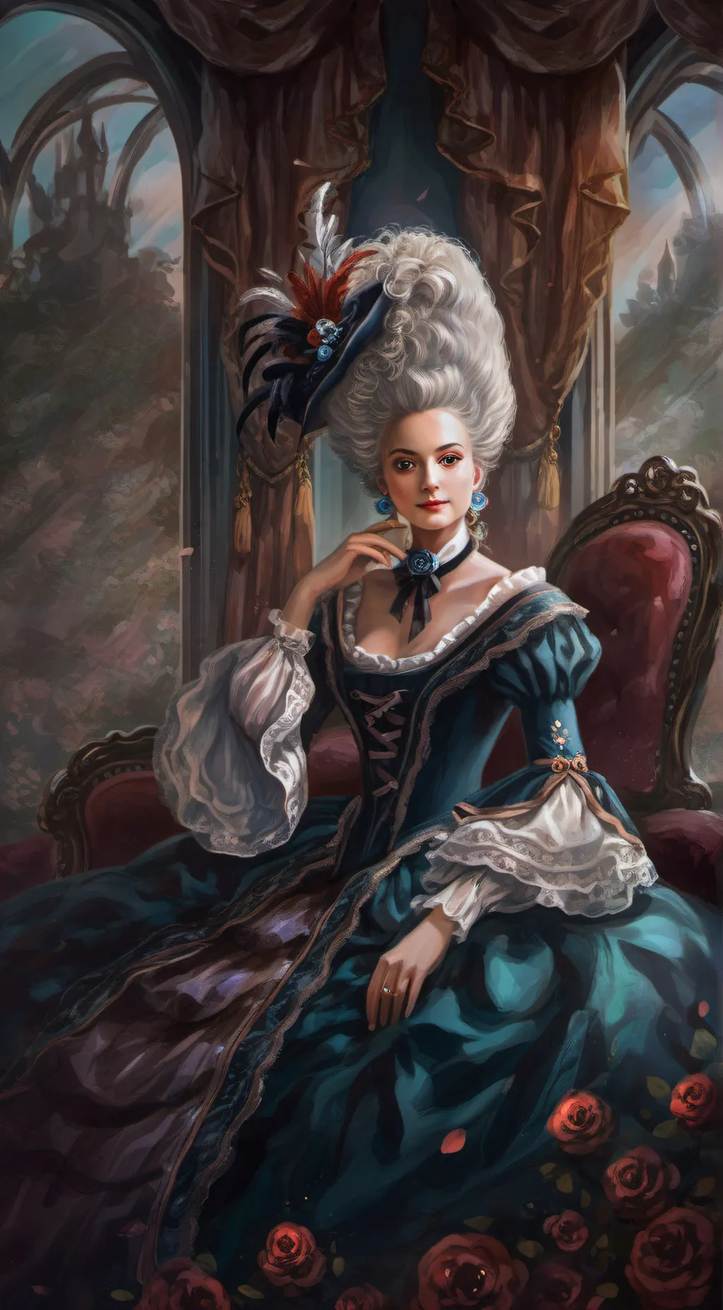ai character: Marie Antoinette  background