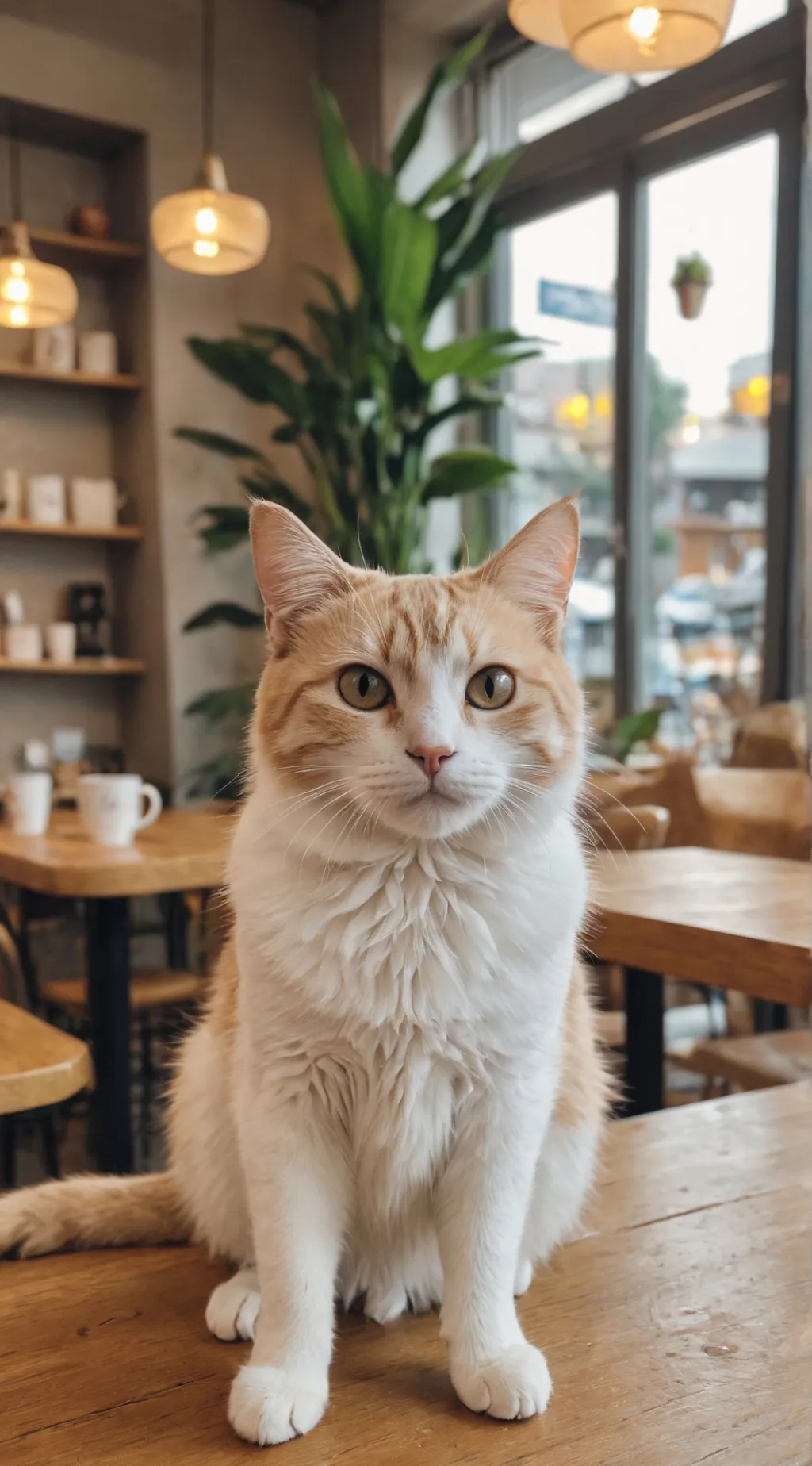 ai character: Cat cafe waiter background