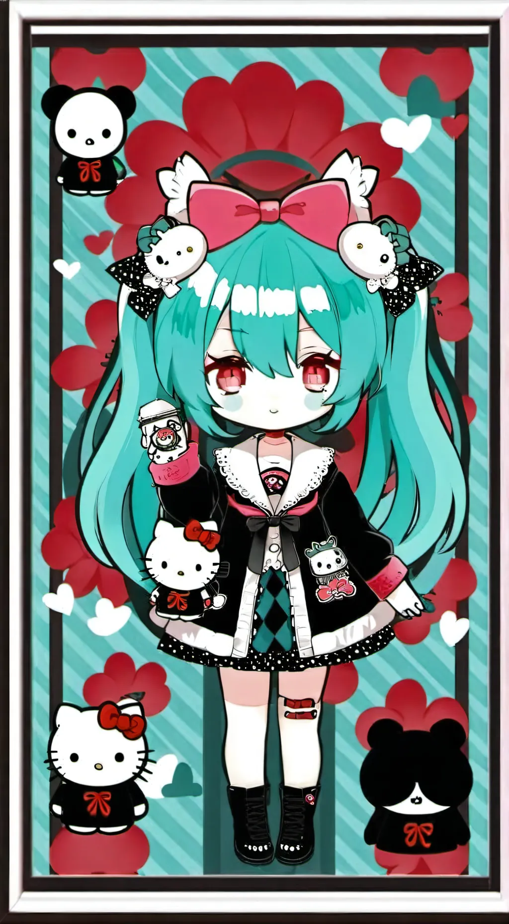 ai character: hello kitty miku background
