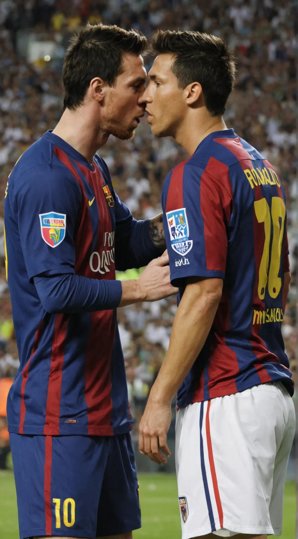 ai character: Messi and Rolando  background