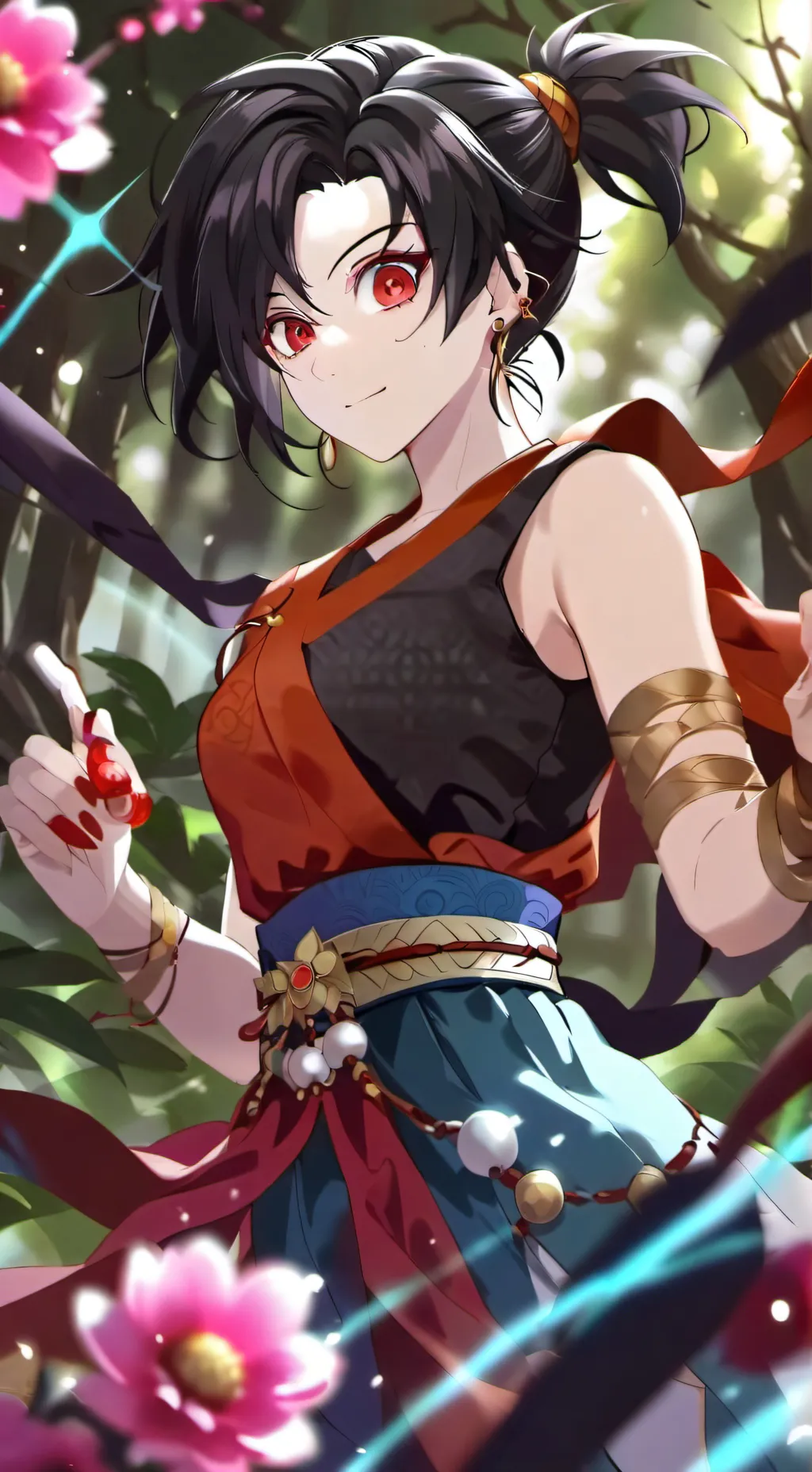 ai character: female goku black  background