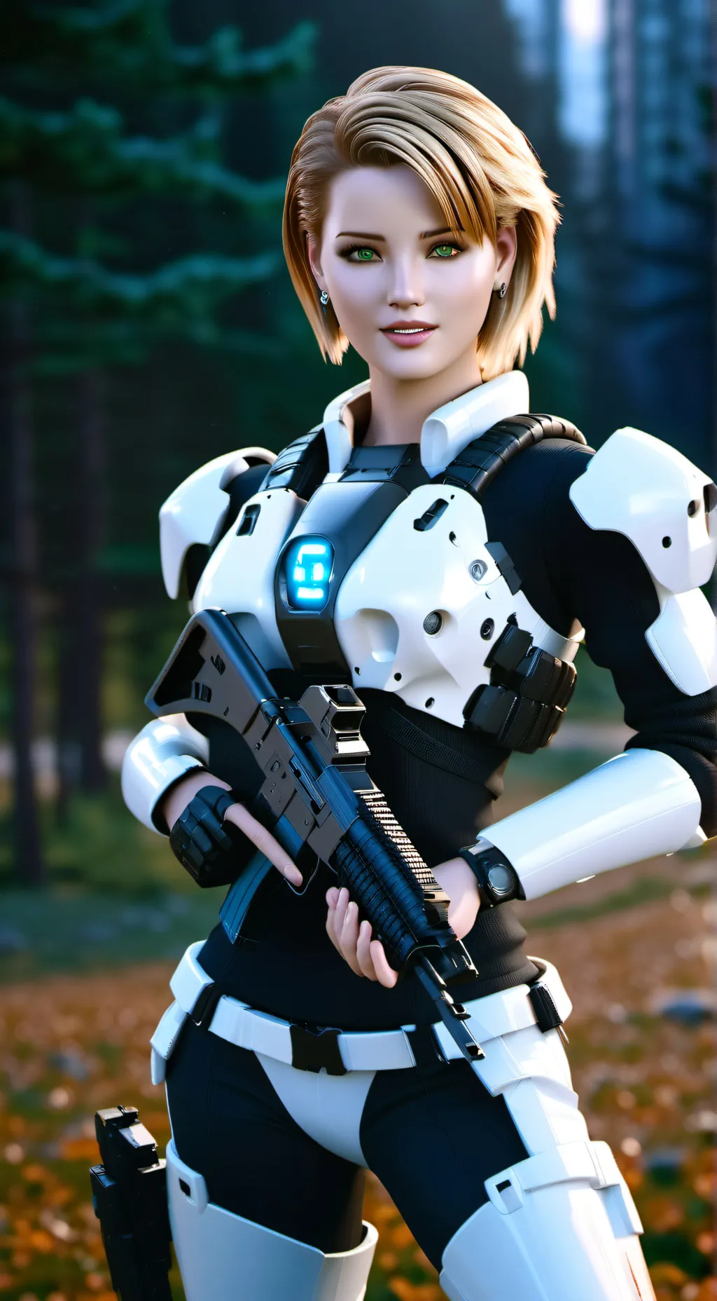 ai character: female Robocop   background