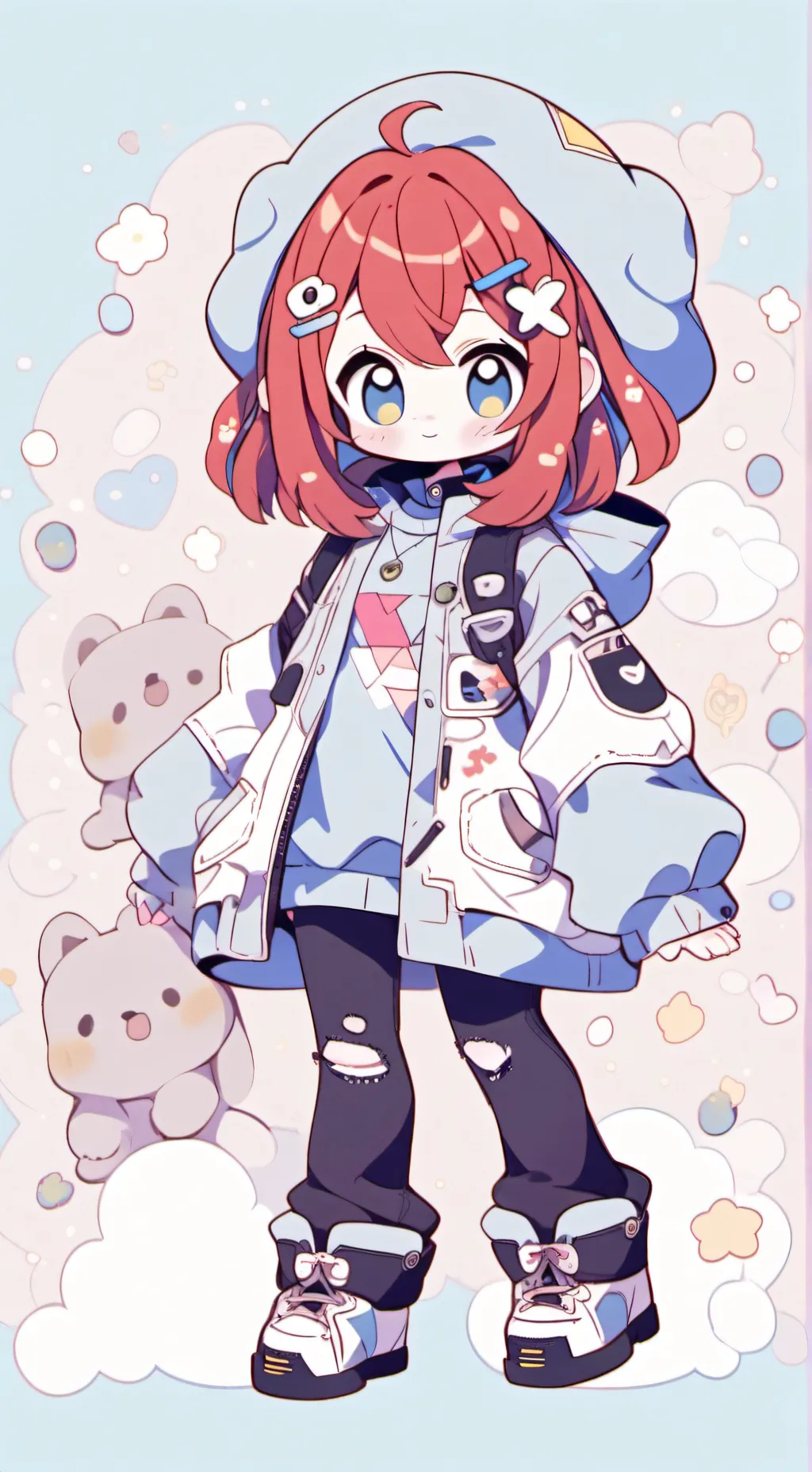 ai character: heartdarklightblue background