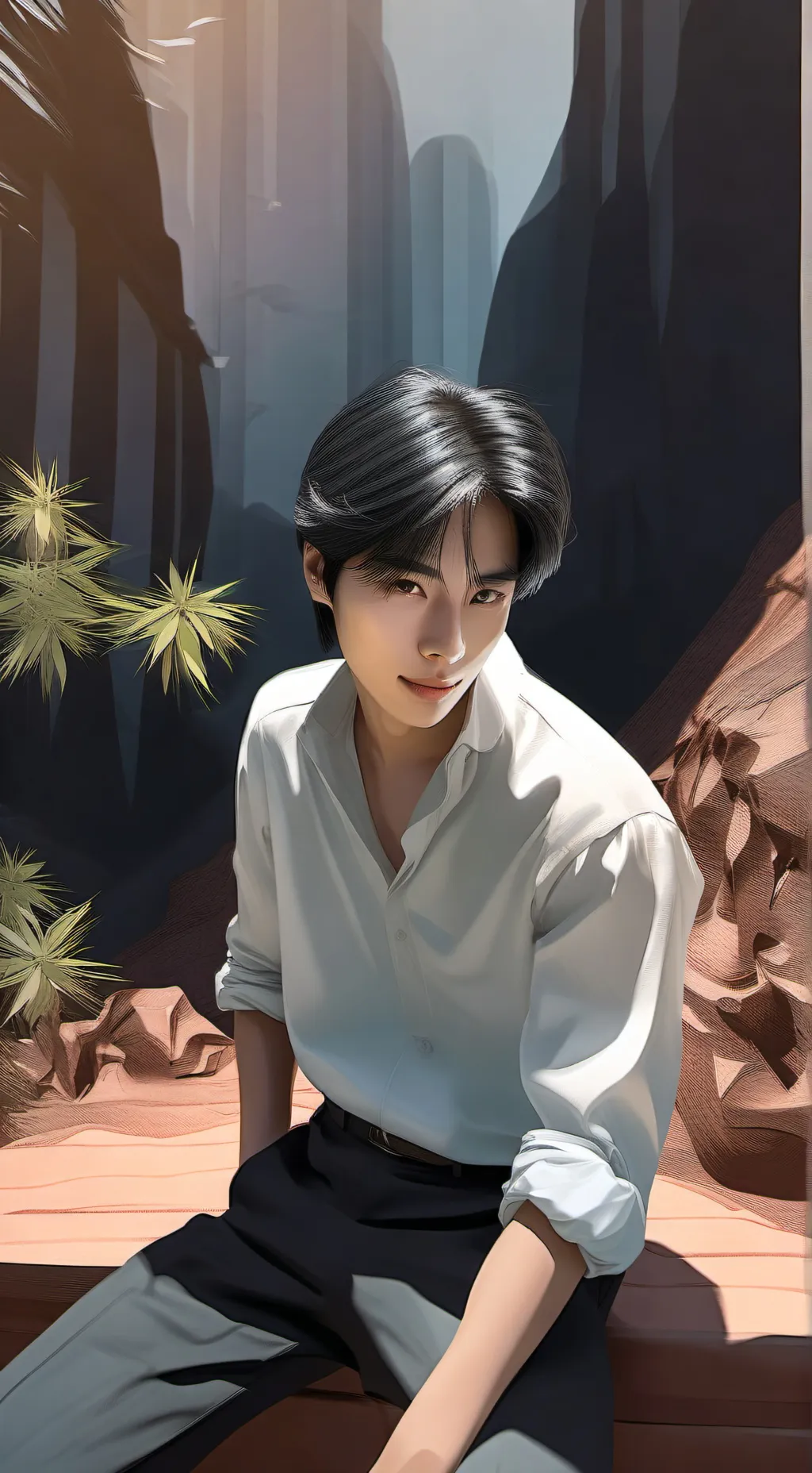 ai character: Eun woo y tu  background