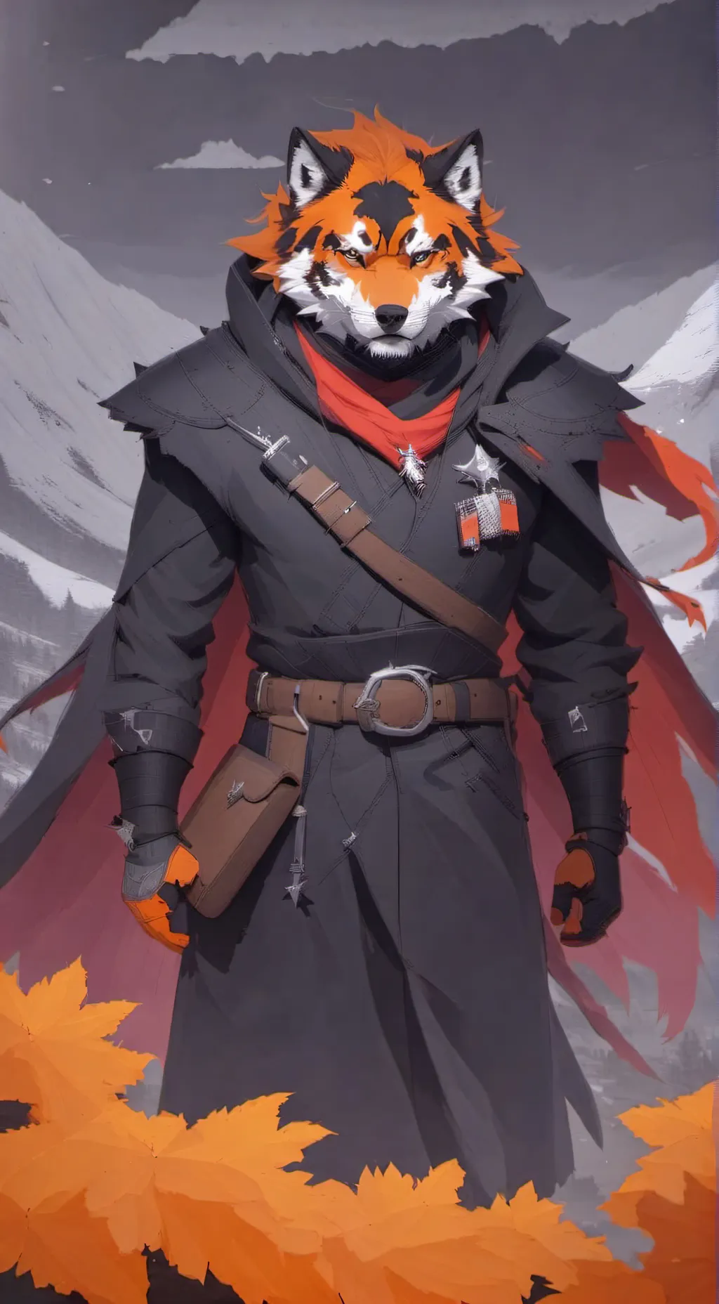 ai character: ninja wolf background