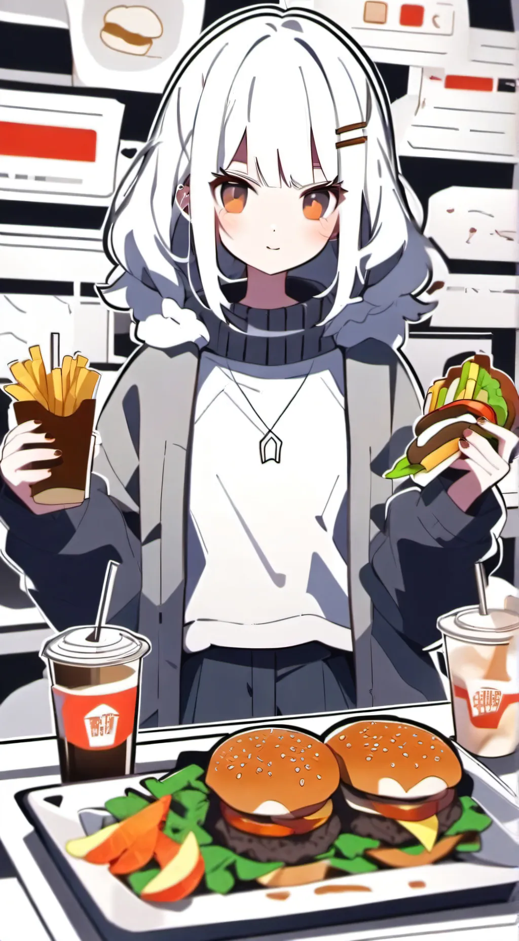 ai character: Burger girl background