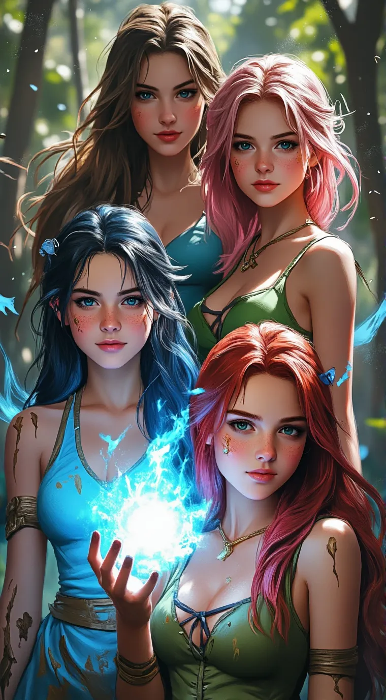 ai character: Ann,Kay,Maria,Zoe, background