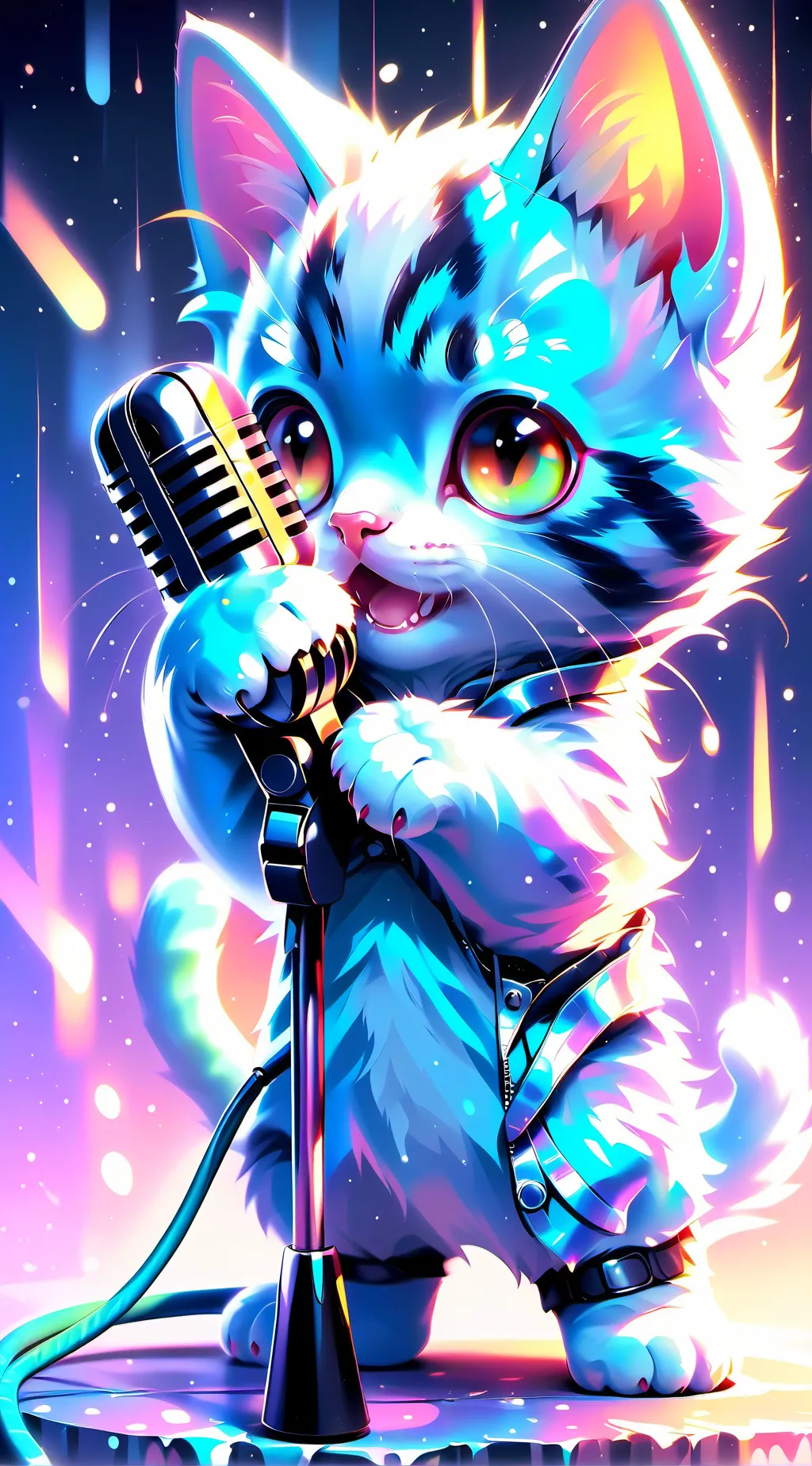 ai character: Rapping kitten background
