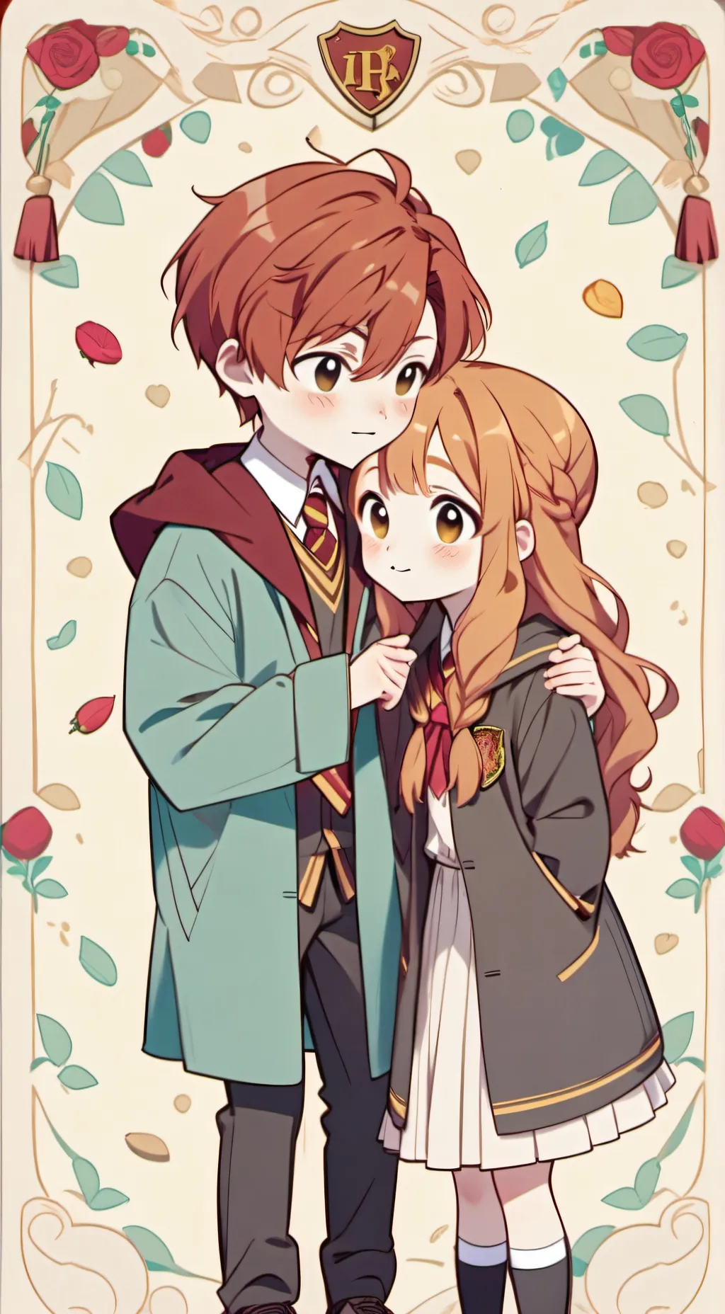 ai character: Ron and Hermione  background