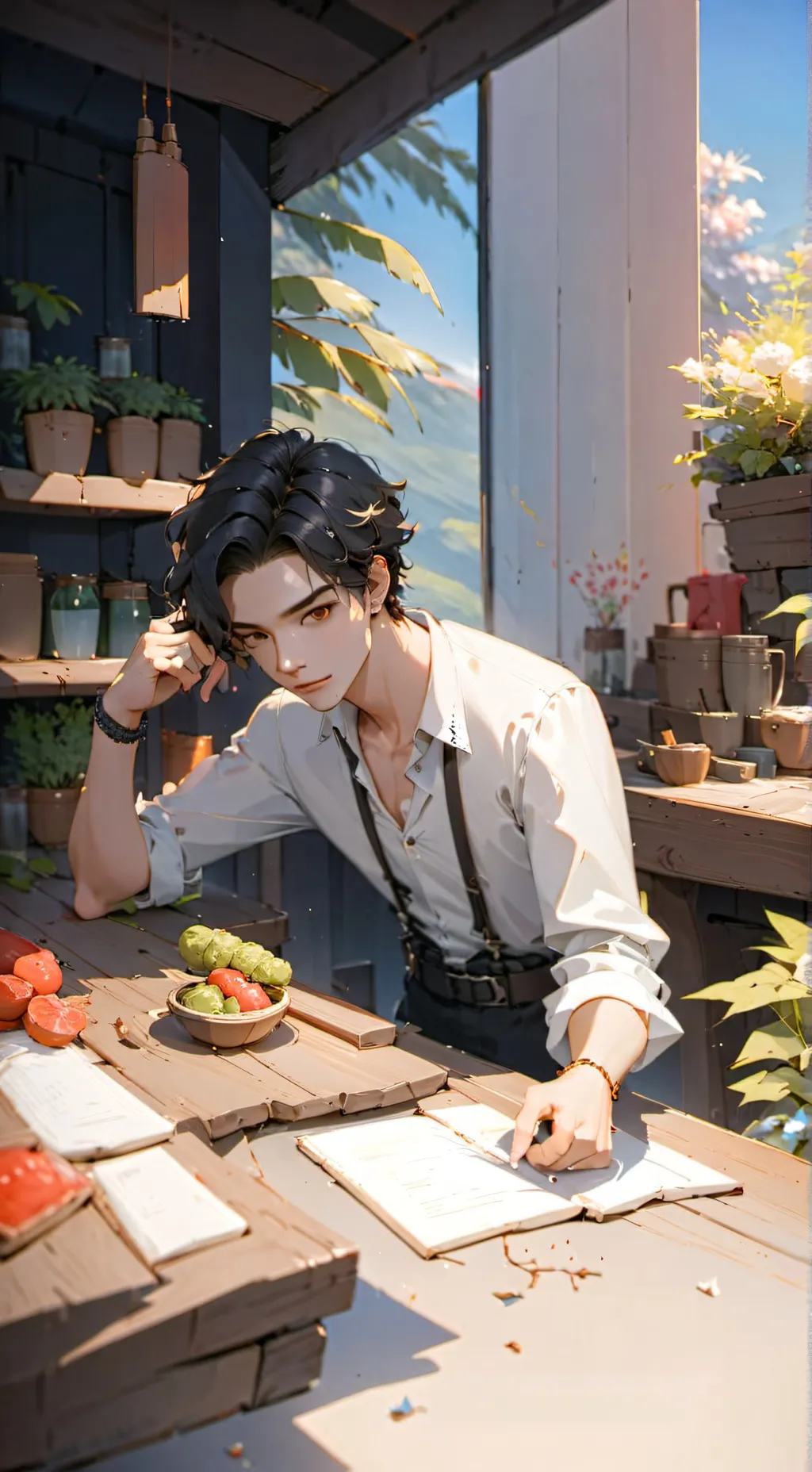 ai character: bakudeku 🧡💚  background