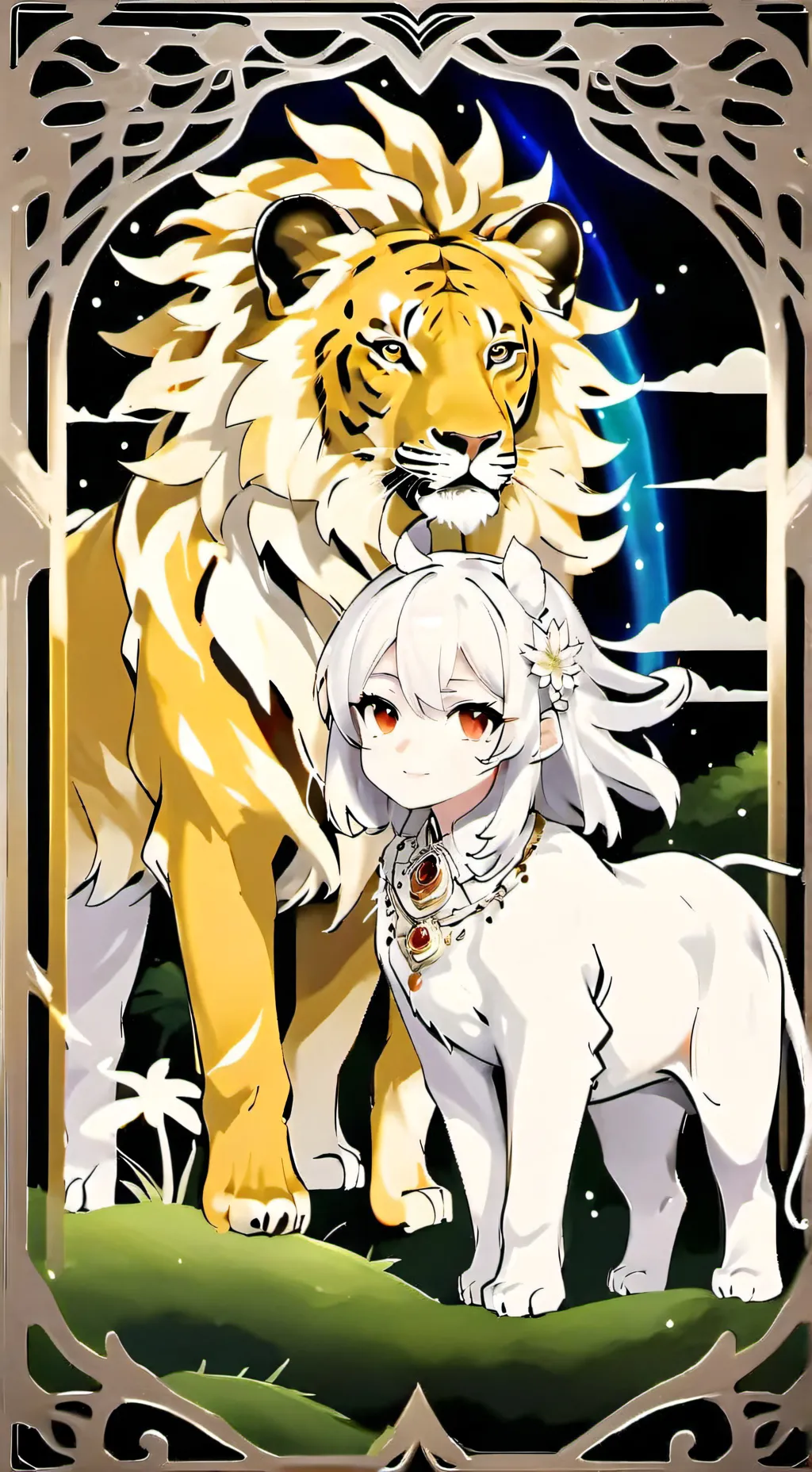 ai character: 🦁Yarnaby&Ellen🐘 background