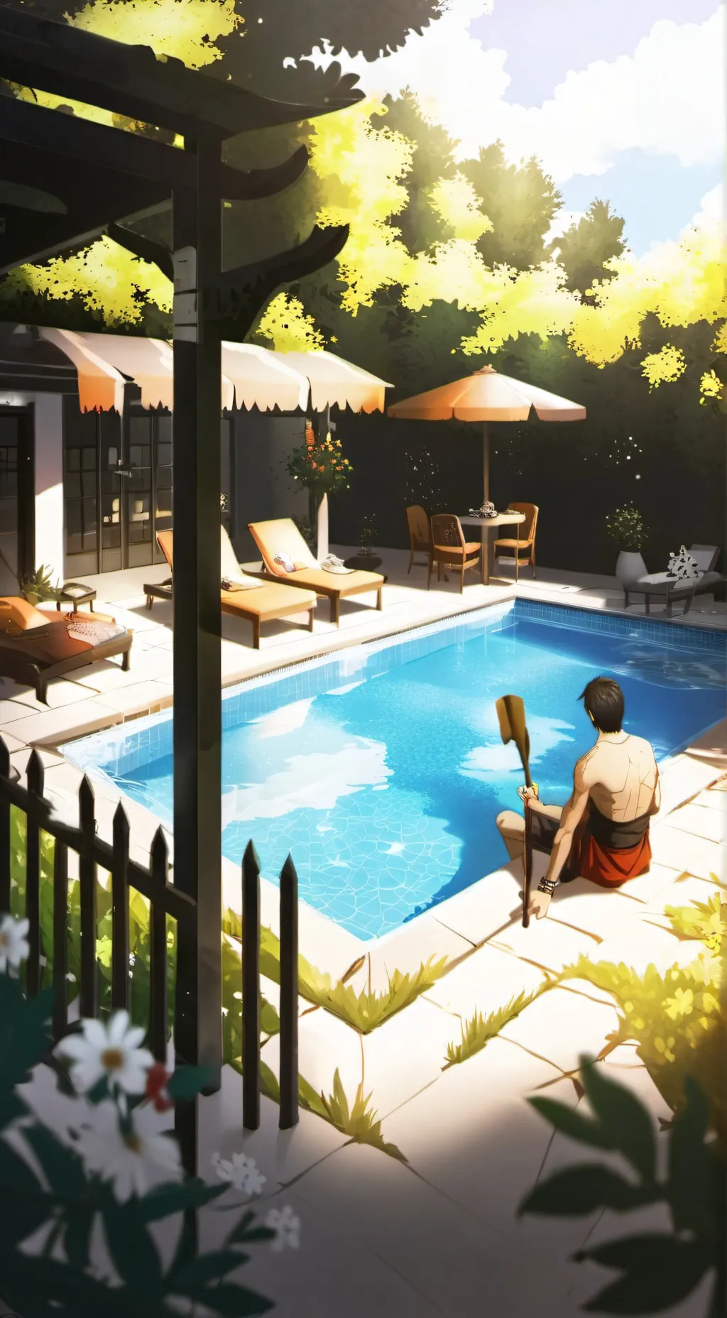 ai character: !JJK pool party! background