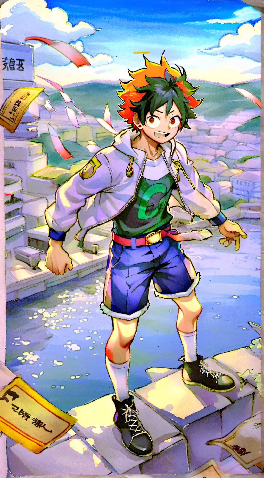 ai character: MHA X MURDER DRONE background