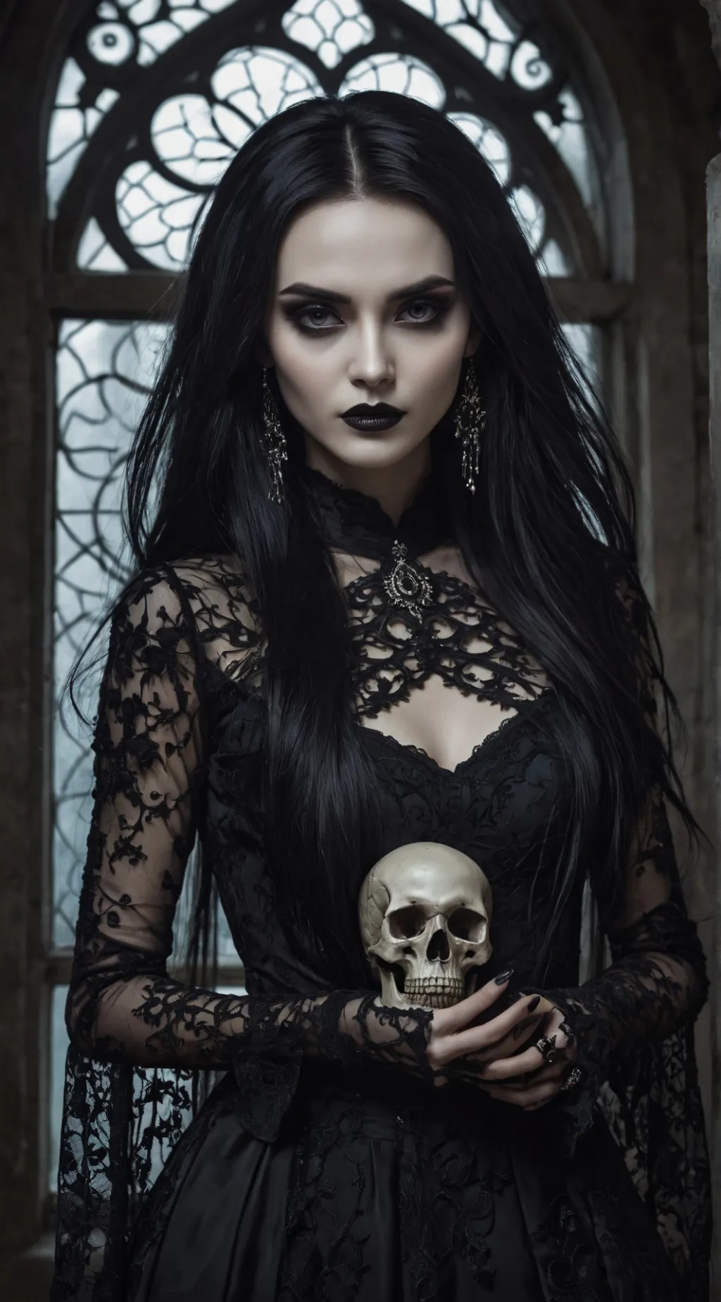 ai character: Miercoles Addams background