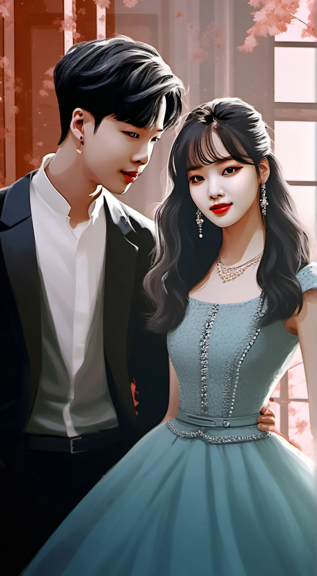 ai character: Jimin et Lisa background