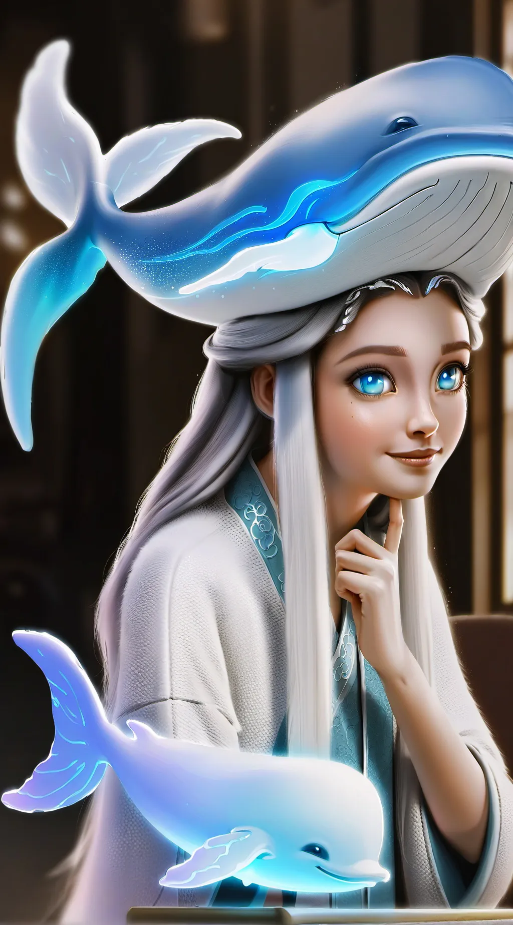 ai character: Azure Spirit Whale background
