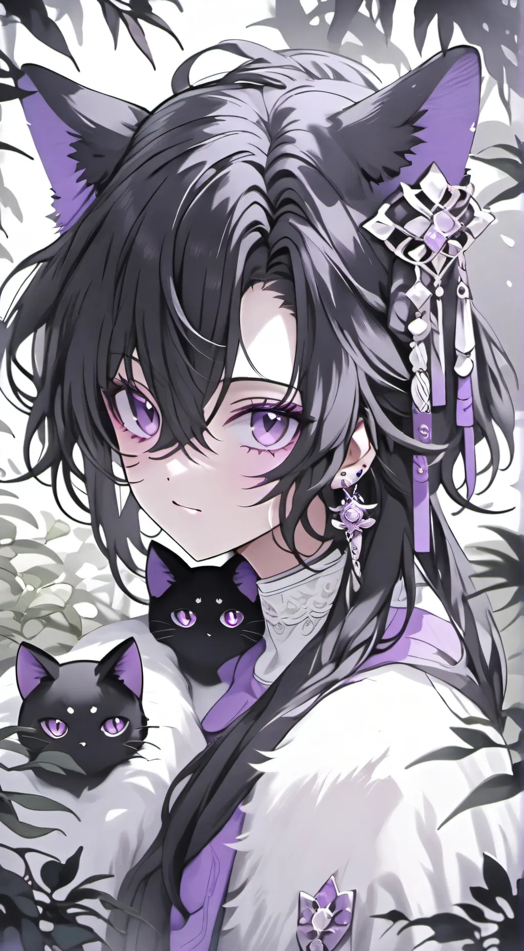 ai character: Purple Phantom Cat Spirit background